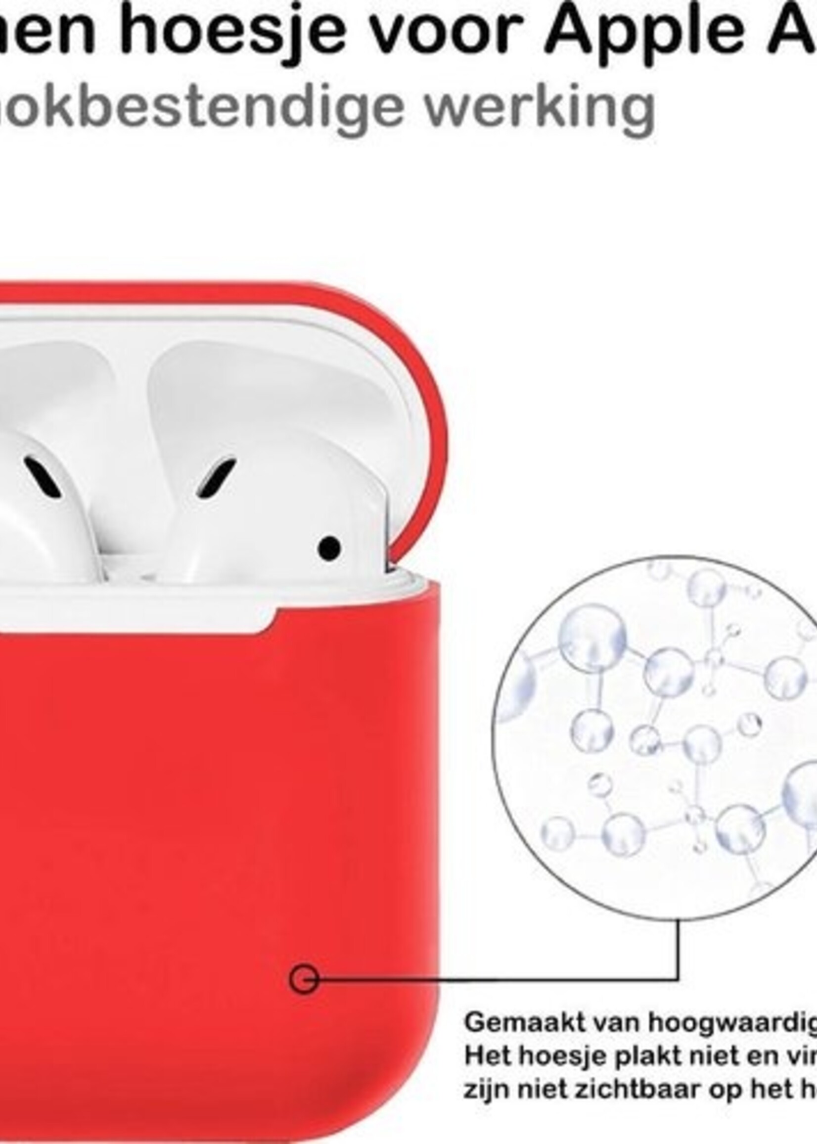 BTH Case Geschikt voor AirPods 2 Hoesje Hoes Siliconen Met Clip Cover Dun - Hoesje Geschikt voor Apple Airpods 2 Siliconen Met Clip - Rood