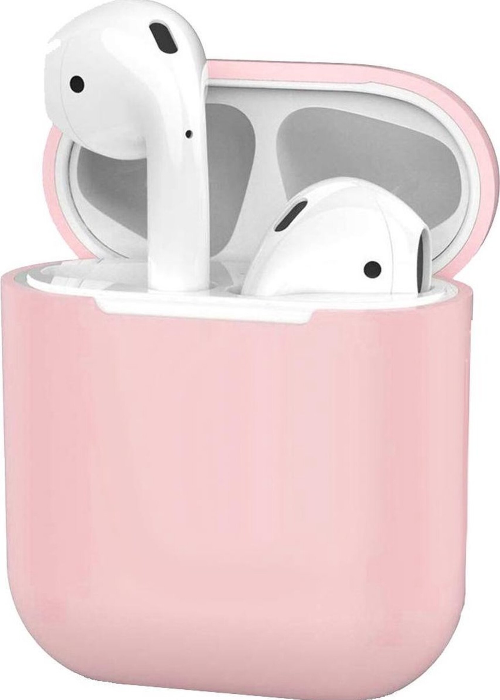 BTH Case Geschikt voor AirPods Hoesje Hoes Siliconen Met Clip Cover Dun - Hoesje Geschikt voor Apple Airpods 1/2 Siliconen Met Clip - Roze