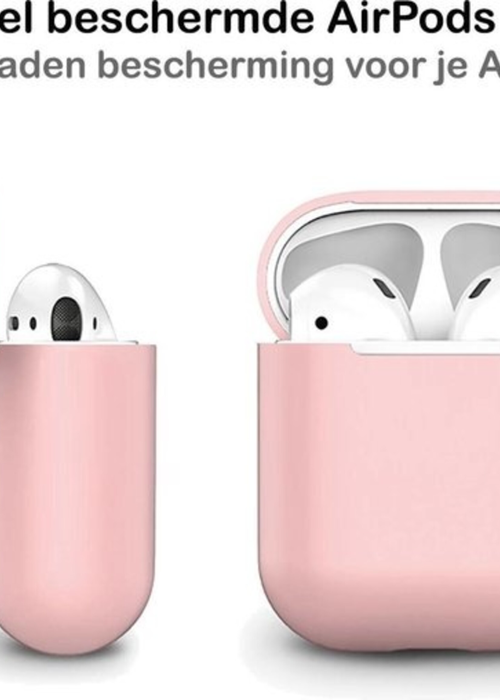 BTH Case Geschikt voor AirPods Hoesje Hoes Siliconen Met Clip Cover Dun - Hoesje Geschikt voor Apple Airpods 1/2 Siliconen Met Clip - Roze