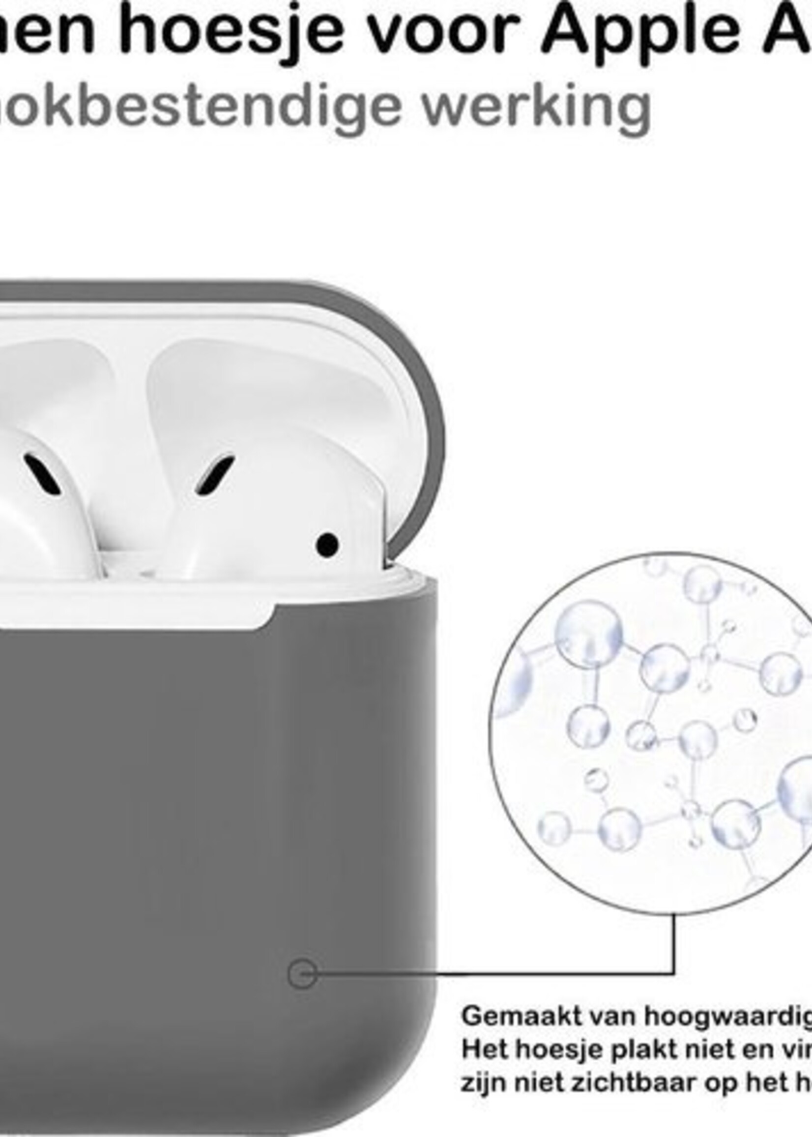 BTH Case Geschikt voor AirPods Hoesje Hoes Siliconen Met Clip Cover Dun - Hoesje Geschikt voor Apple Airpods 1/2 Siliconen Met Clip - Grijs