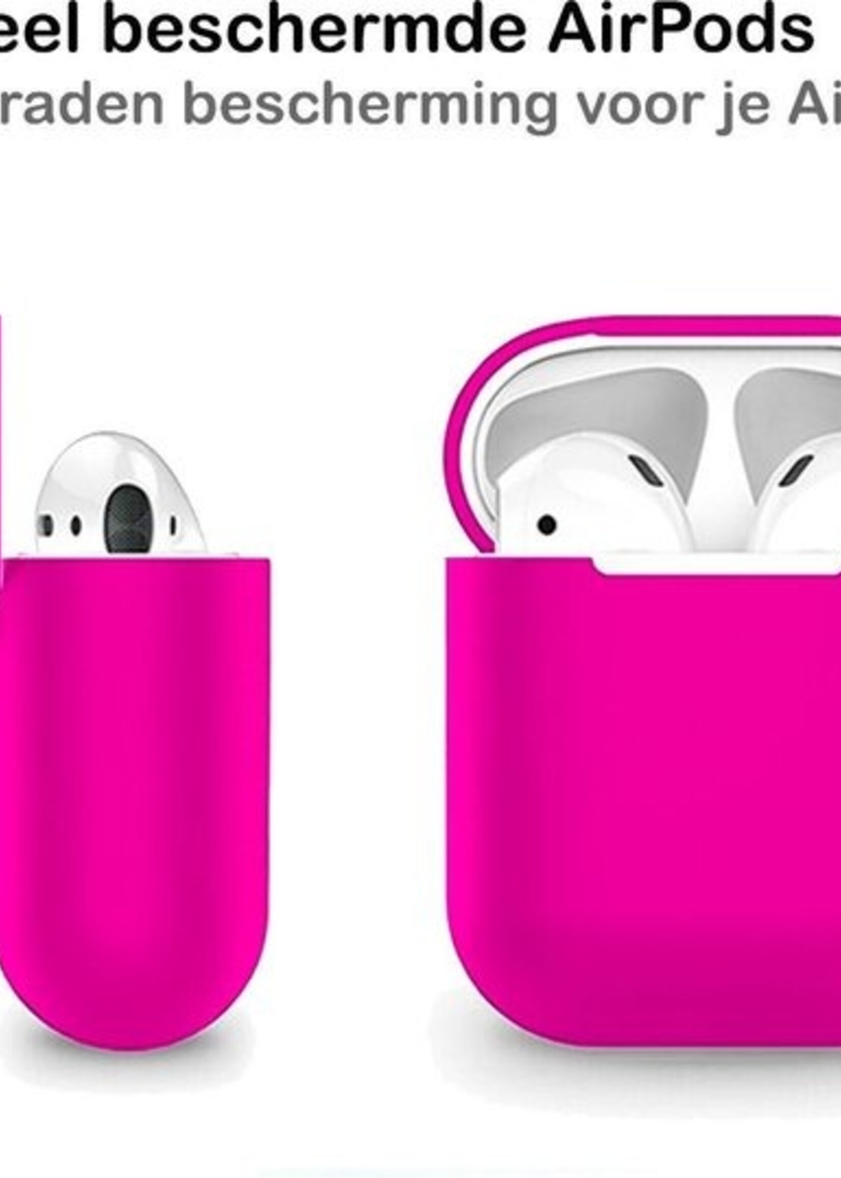 BTH Case Geschikt voor AirPods Hoesje Hoes Siliconen Met Clip Cover Dun - Hoesje Geschikt voor Apple Airpods 1/2 Siliconen Met Clip - Roze