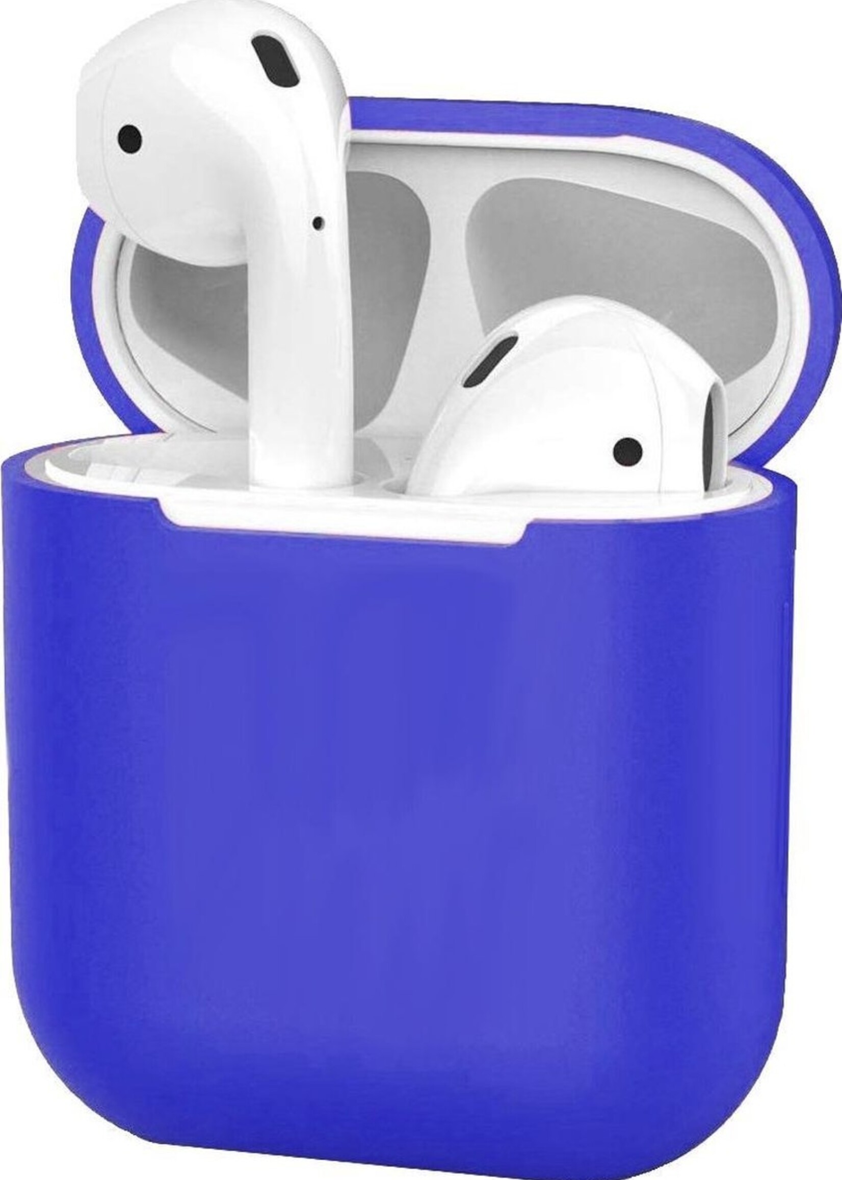 BTH Case Geschikt voor AirPods Hoesje Hoes Siliconen Met Clip Cover Dun - Hoesje Geschikt voor Apple Airpods 1/2 Siliconen Met Clip - Blauw