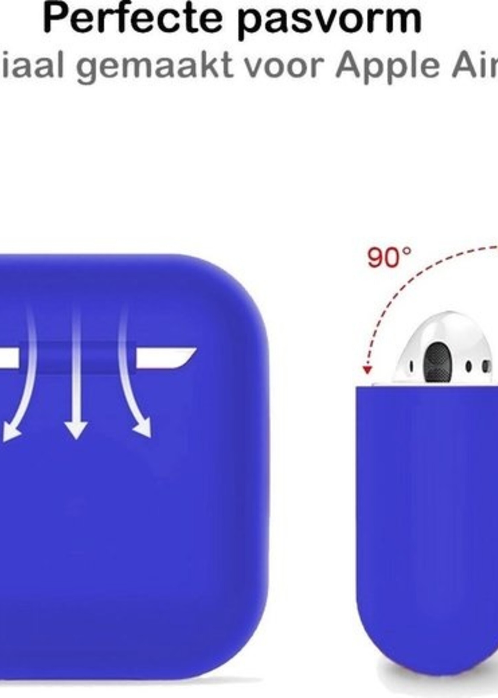 BTH Case Geschikt voor AirPods Hoesje Hoes Siliconen Met Clip Cover Dun - Hoesje Geschikt voor Apple Airpods 1/2 Siliconen Met Clip - Blauw