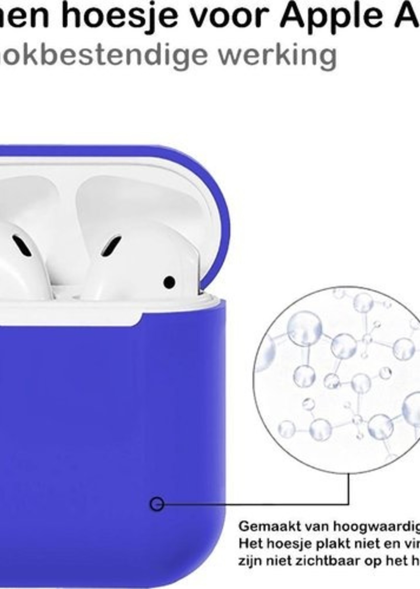 BTH Case Geschikt voor AirPods Hoesje Hoes Siliconen Met Clip Cover Dun - Hoesje Geschikt voor Apple Airpods 1/2 Siliconen Met Clip - Blauw