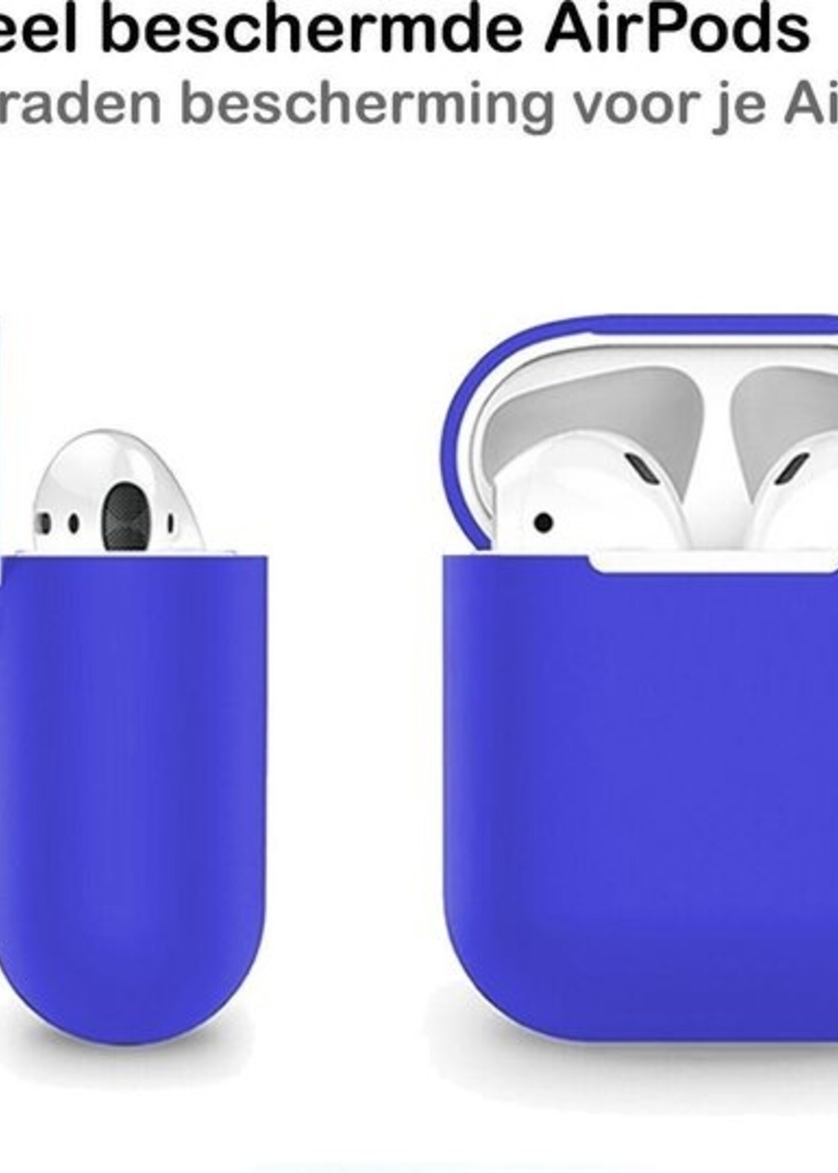 BTH Case Geschikt voor AirPods Hoesje Hoes Siliconen Met Clip Cover Dun - Hoesje Geschikt voor Apple Airpods 1/2 Siliconen Met Clip - Blauw