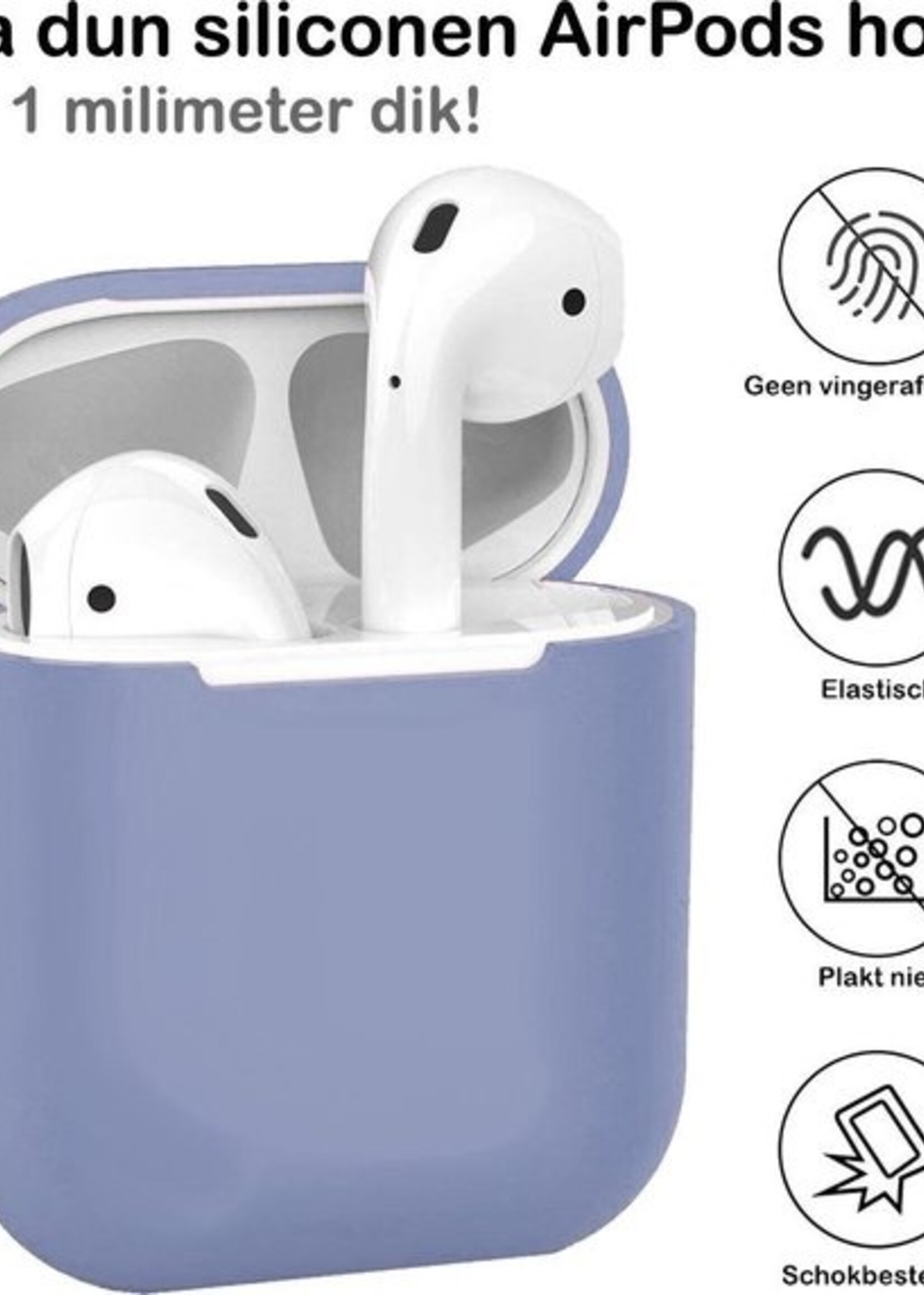 BTH Case Geschikt voor AirPods Hoesje Hoes Siliconen Met Clip Cover Dun - Hoesje Geschikt voor Apple Airpods 1/2 Siliconen Met Clip - Lila