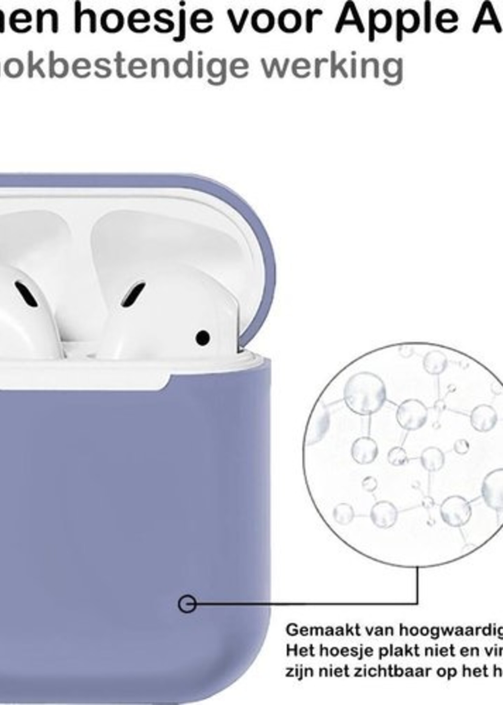 BTH Case Geschikt voor AirPods Hoesje Hoes Siliconen Met Clip Cover Dun - Hoesje Geschikt voor Apple Airpods 1/2 Siliconen Met Clip - Lila