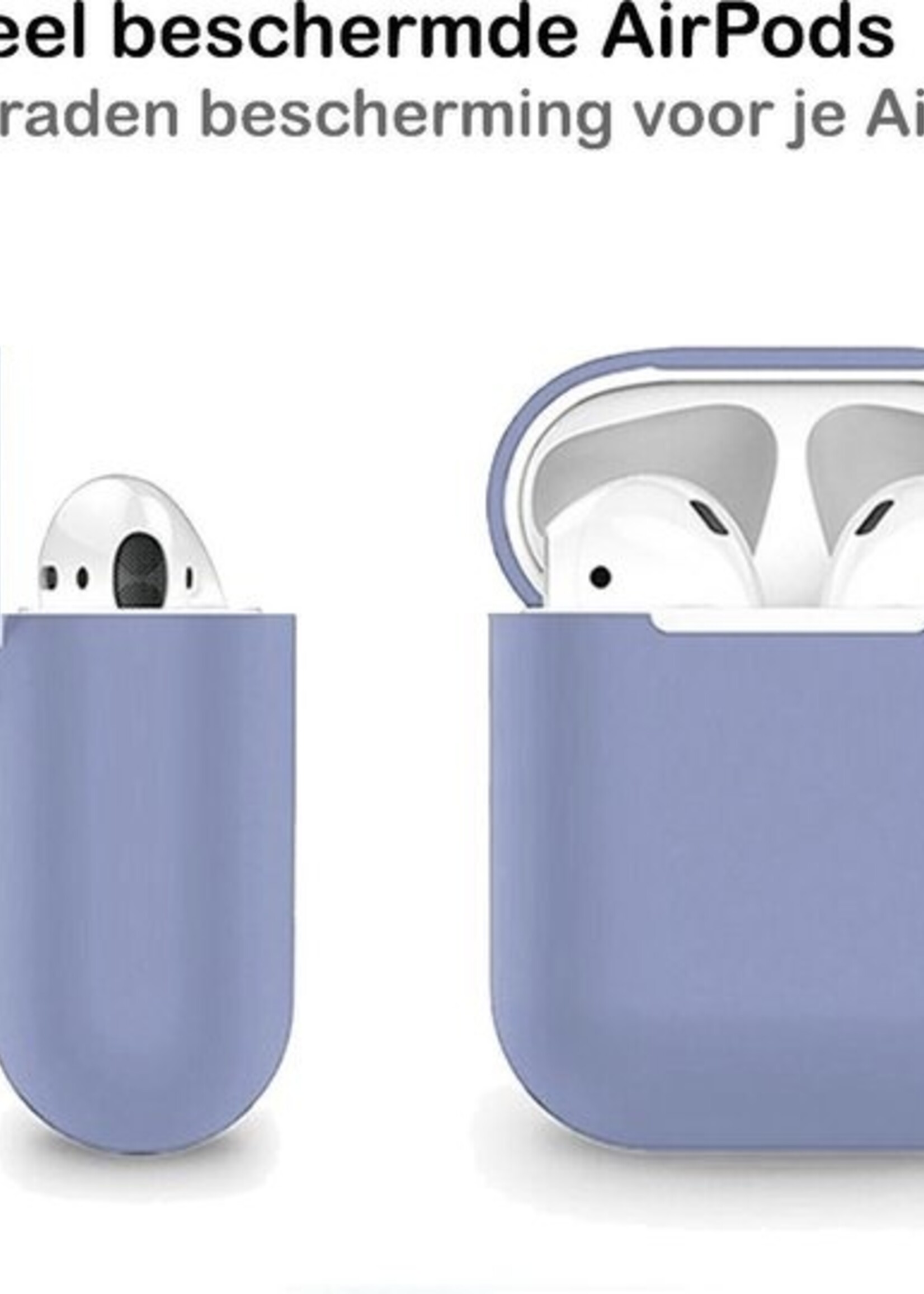 BTH Case Geschikt voor AirPods Hoesje Hoes Siliconen Met Clip Cover Dun - Hoesje Geschikt voor Apple Airpods 1/2 Siliconen Met Clip - Lila