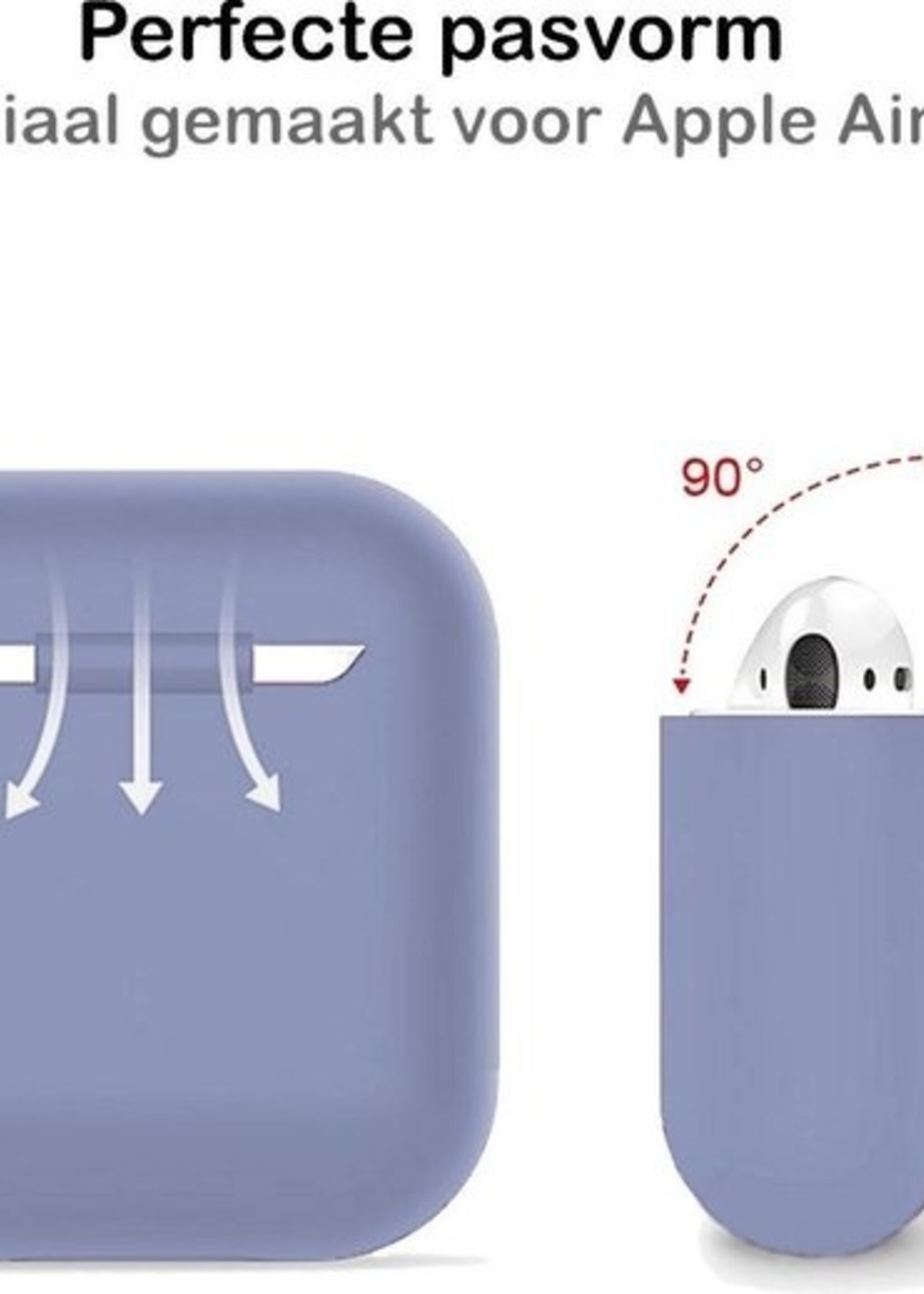 BTH Case Geschikt voor AirPods Hoesje Hoes Siliconen Met Clip Cover Dun - Hoesje Geschikt voor Apple Airpods 1/2 Siliconen Met Clip - Lila