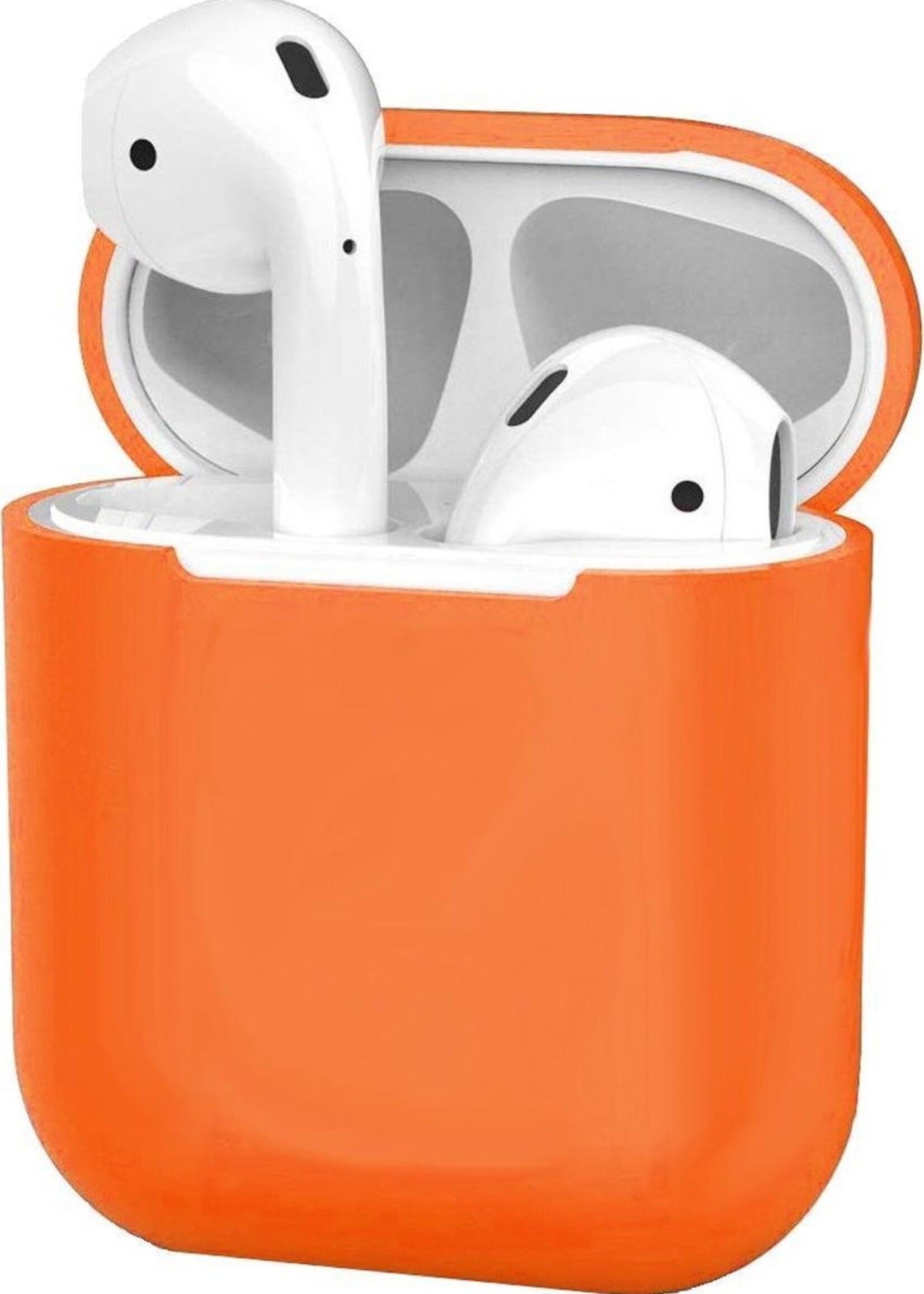 BTH Case Geschikt voor AirPods Hoesje Hoes Siliconen Met Clip Cover Dun - Hoesje Geschikt voor Apple Airpods 1/2 Siliconen Met Clip - Oranje