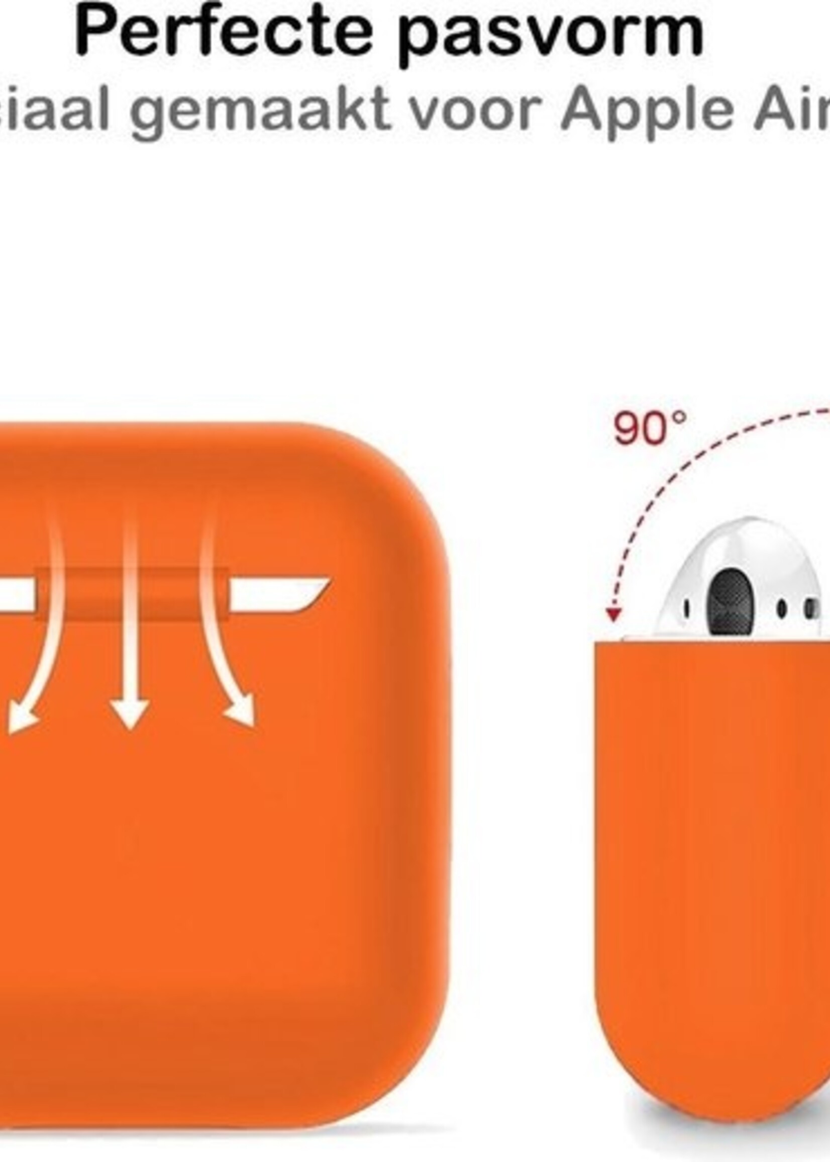 BTH Case Geschikt voor AirPods Hoesje Hoes Siliconen Met Clip Cover Dun - Hoesje Geschikt voor Apple Airpods 1/2 Siliconen Met Clip - Oranje