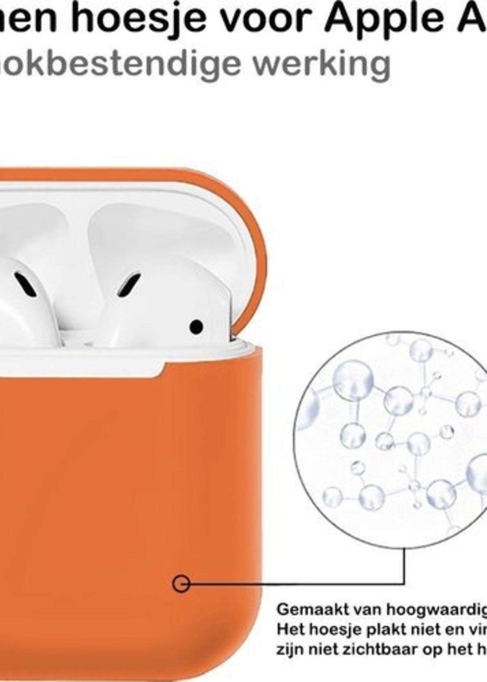 BTH Case Geschikt voor AirPods Hoesje Hoes Siliconen Met Clip Cover Dun - Hoesje Geschikt voor Apple Airpods 1/2 Siliconen Met Clip - Oranje