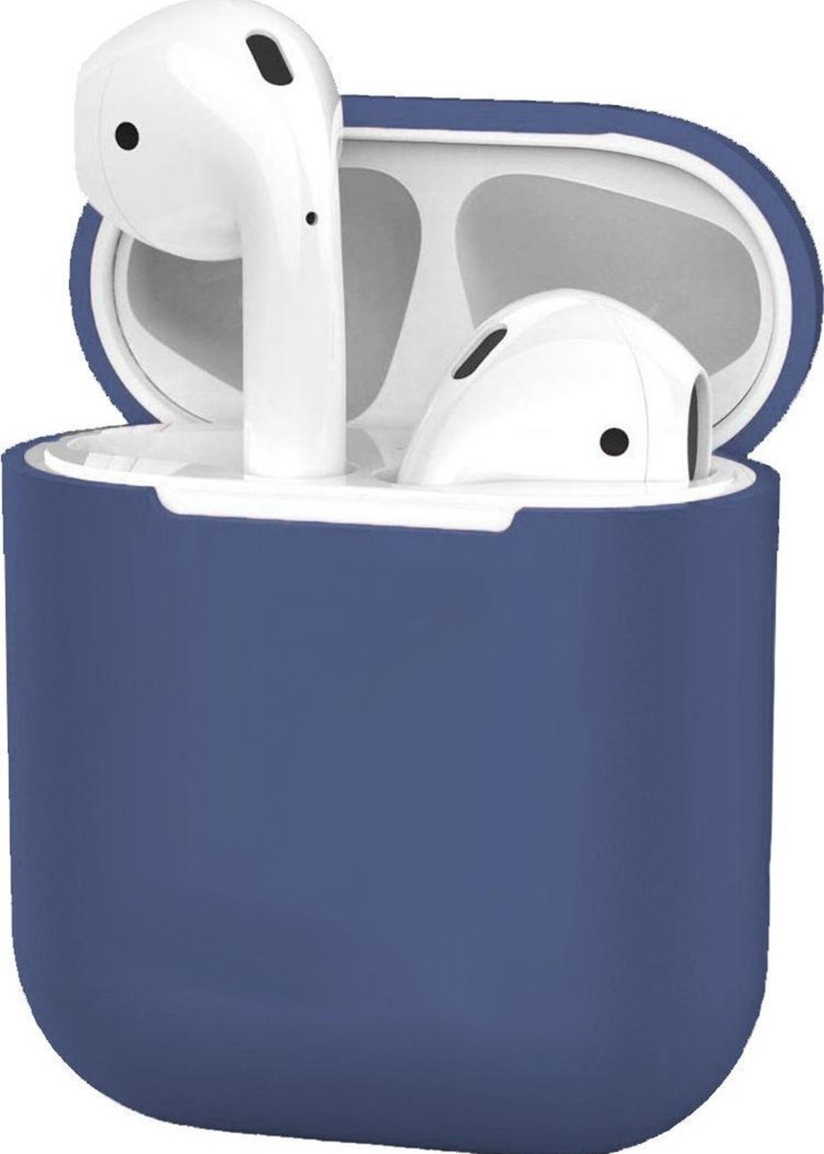 BTH Case Geschikt voor AirPods Hoesje Hoes Siliconen Met Clip Cover Dun - Hoesje Geschikt voor Apple Airpods 1/2 Siliconen Met Clip - Blauw