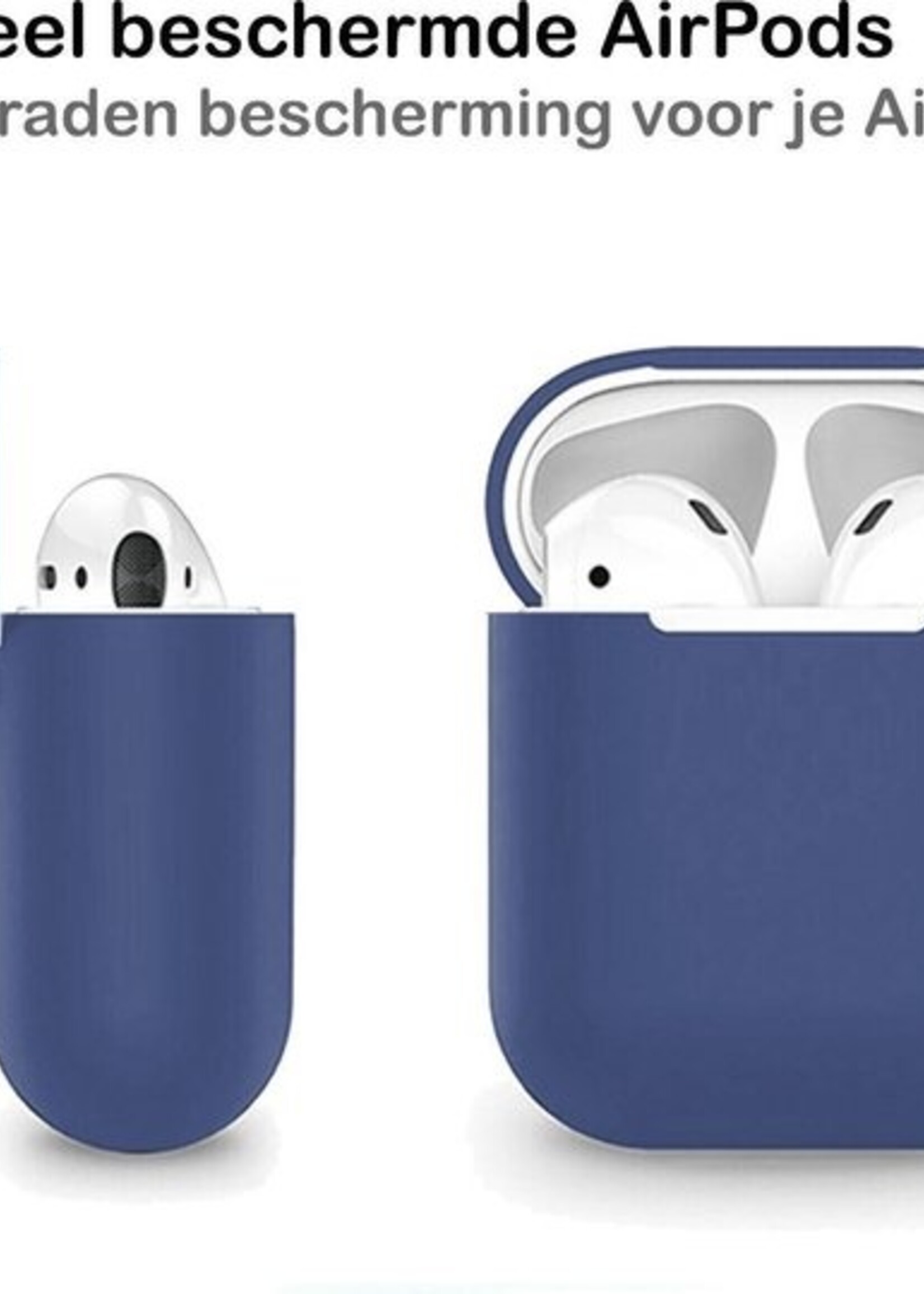 BTH Case Geschikt voor AirPods Hoesje Hoes Siliconen Met Clip Cover Dun - Hoesje Geschikt voor Apple Airpods 1/2 Siliconen Met Clip - Blauw