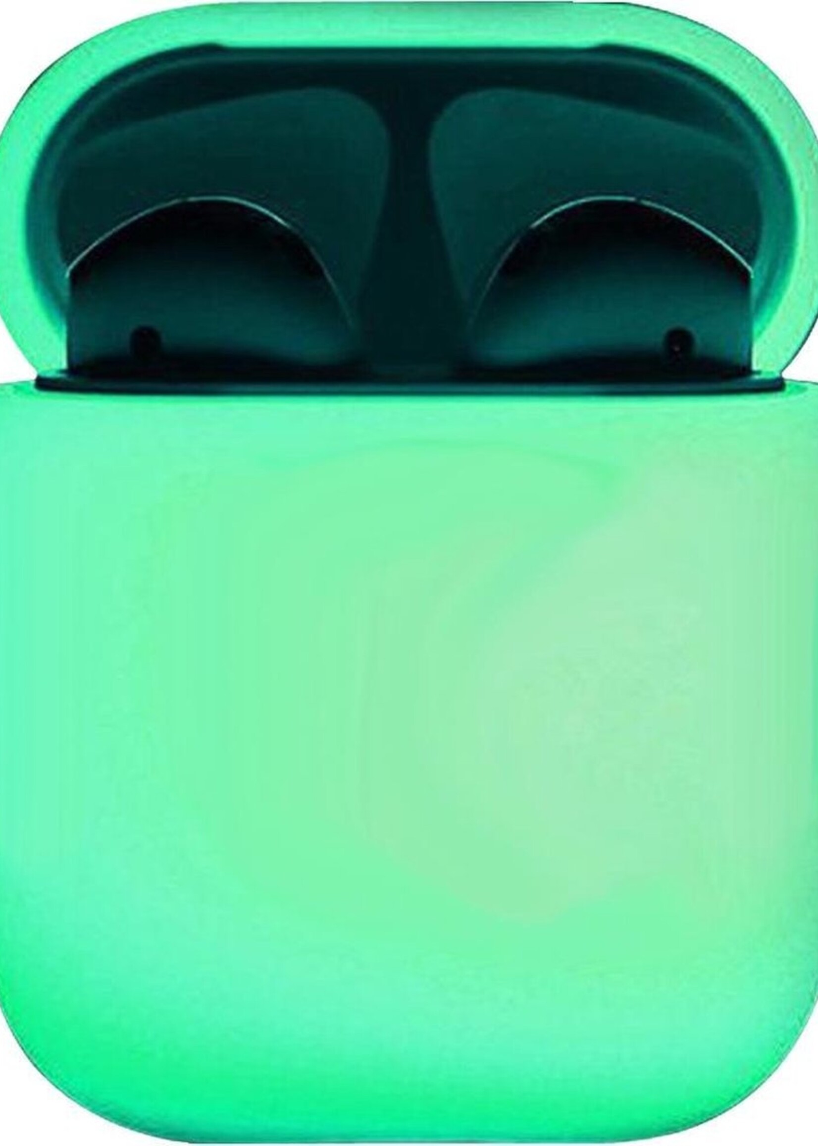 BTH Case Geschikt voor AirPods Hoesje Hoes Siliconen Met Clip Cover Dun - Hoesje Geschikt voor Apple Airpods 1/2 Siliconen Met Clip - Glow in the dark