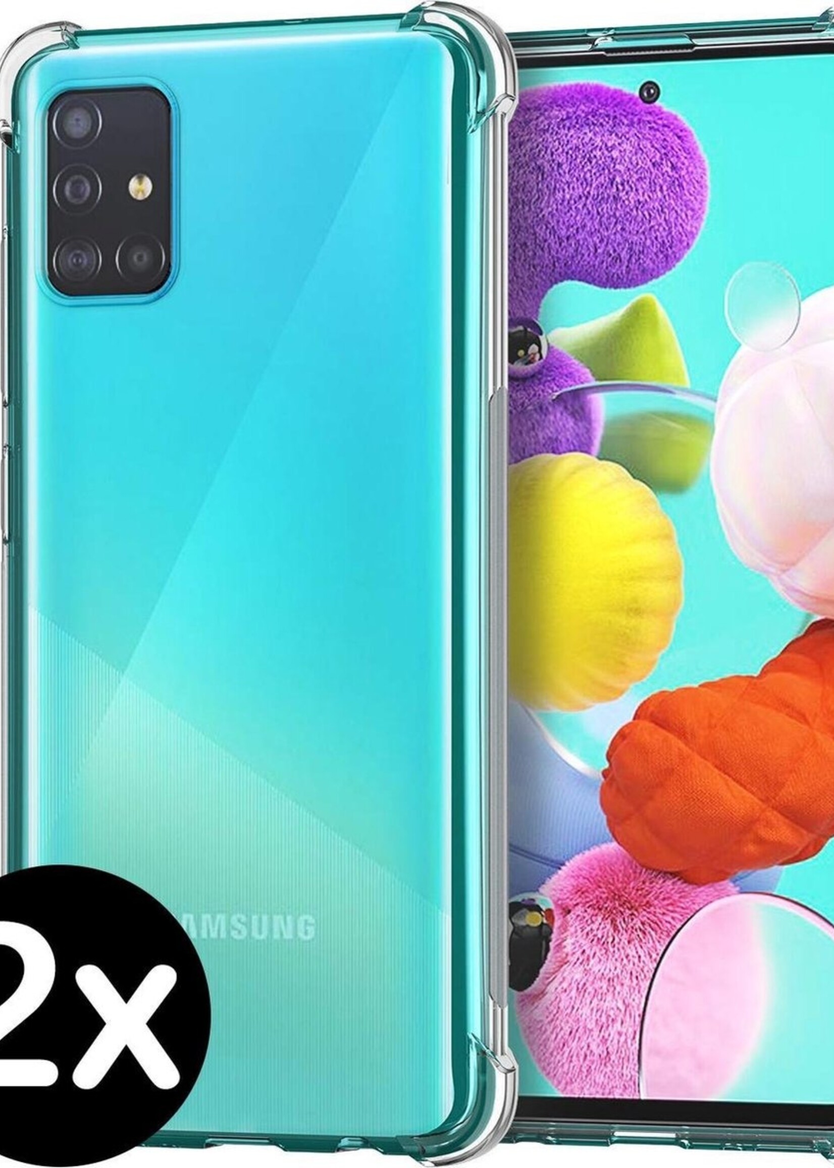 BTH Hoesje Geschikt voor Samsung A71 Hoesje Siliconen Shock Proof Case Hoes - Hoes Geschikt voor Samsung Galaxy A71 Hoes Cover Case Shockproof - Transparant - 2 PACK