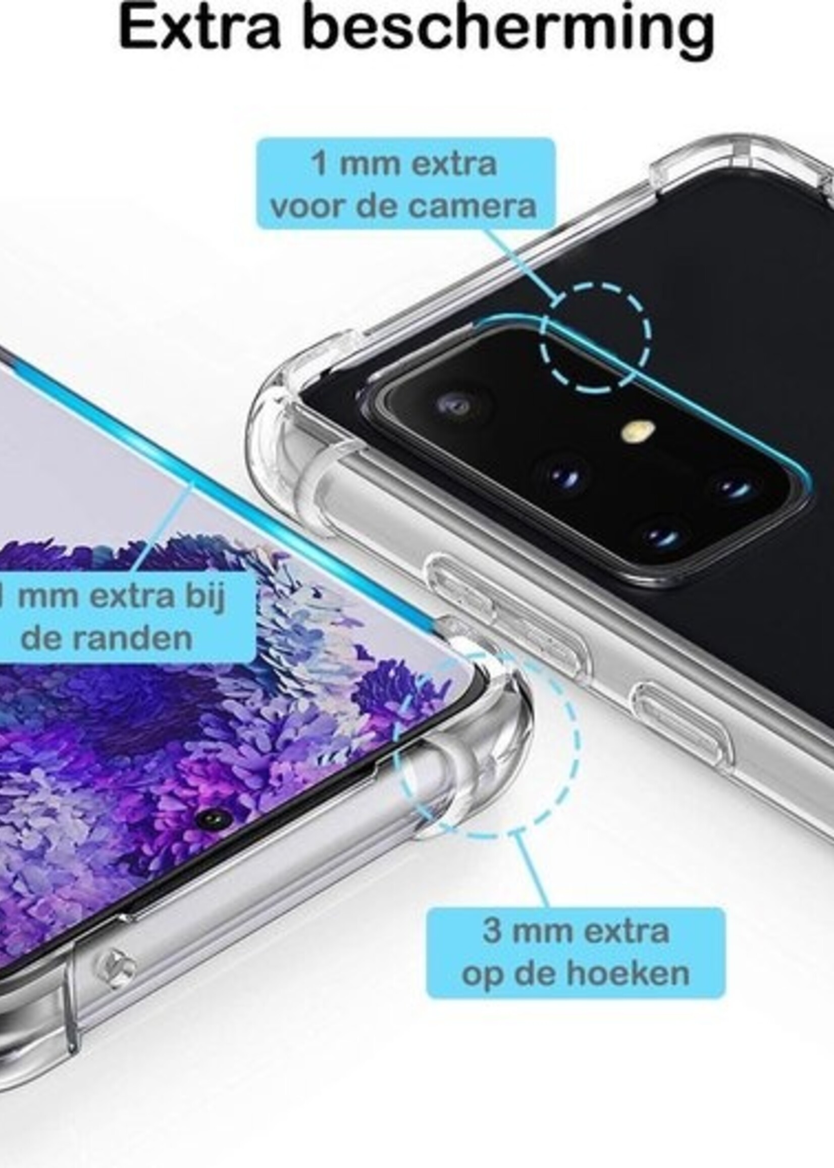 BTH Hoesje Geschikt voor Samsung A71 Hoesje Siliconen Shock Proof Case Hoes - Hoes Geschikt voor Samsung Galaxy A71 Hoes Cover Case Shockproof - Transparant - 2 PACK