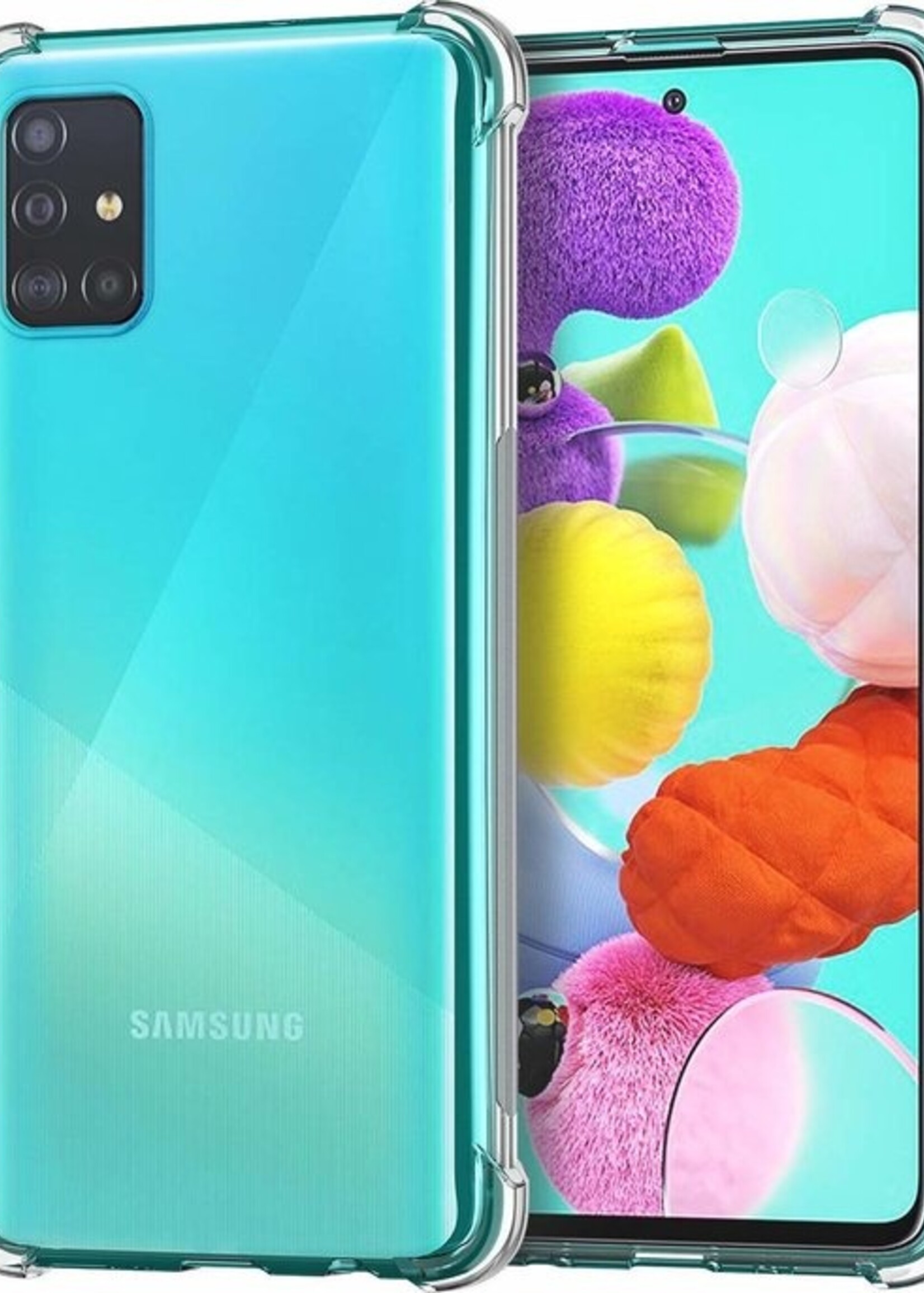 BTH Hoesje Geschikt voor Samsung A71 Hoesje Siliconen Shock Proof Case Hoes - Hoes Geschikt voor Samsung Galaxy A71 Hoes Cover Case Shockproof - Transparant - 2 PACK