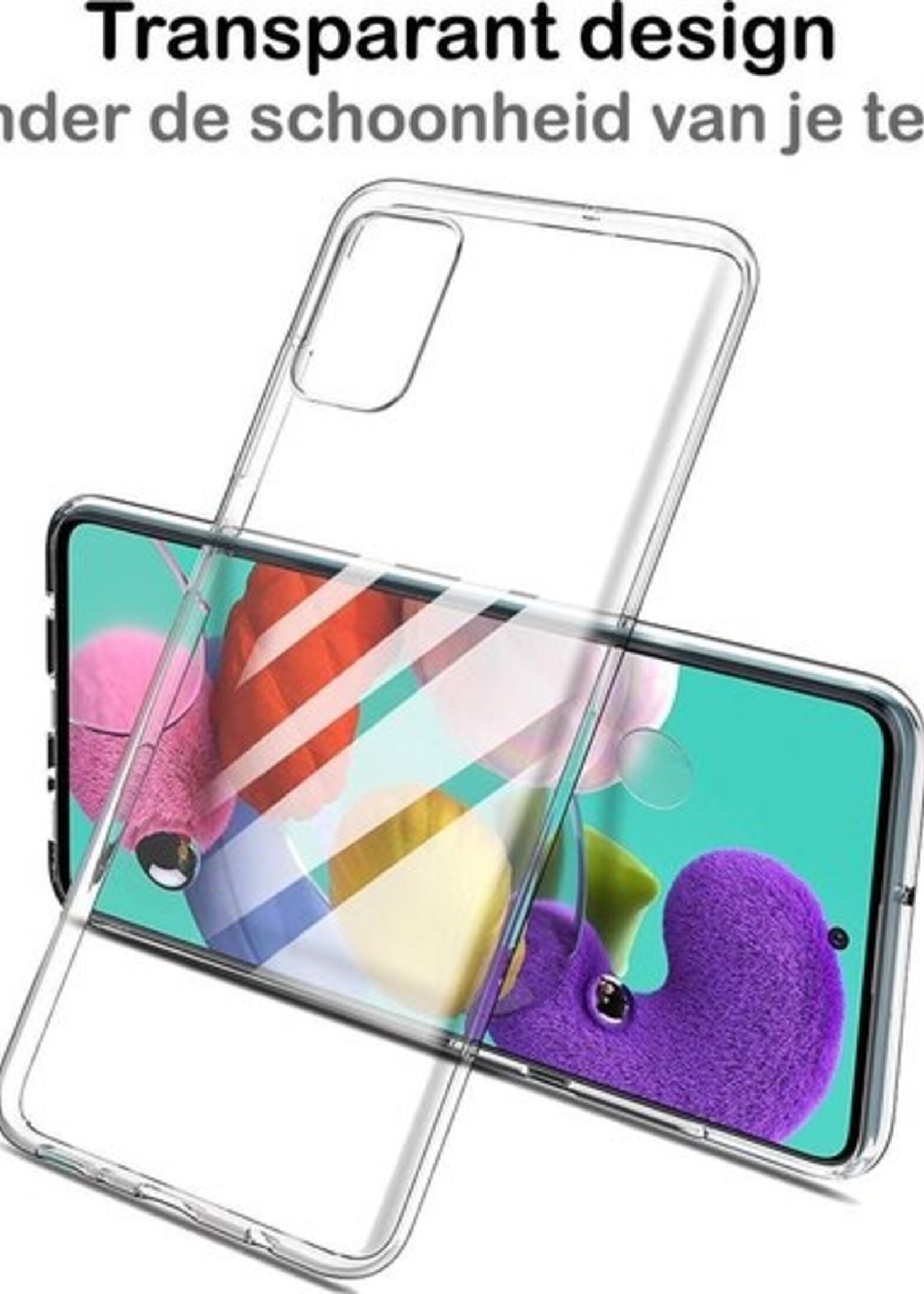 BTH Hoesje Geschikt voor Samsung A71 Hoesje Siliconen Case Hoes Met 2x Screenprotector - Hoes Geschikt voor Samsung Galaxy A71 Hoes Cover Case - Transparant