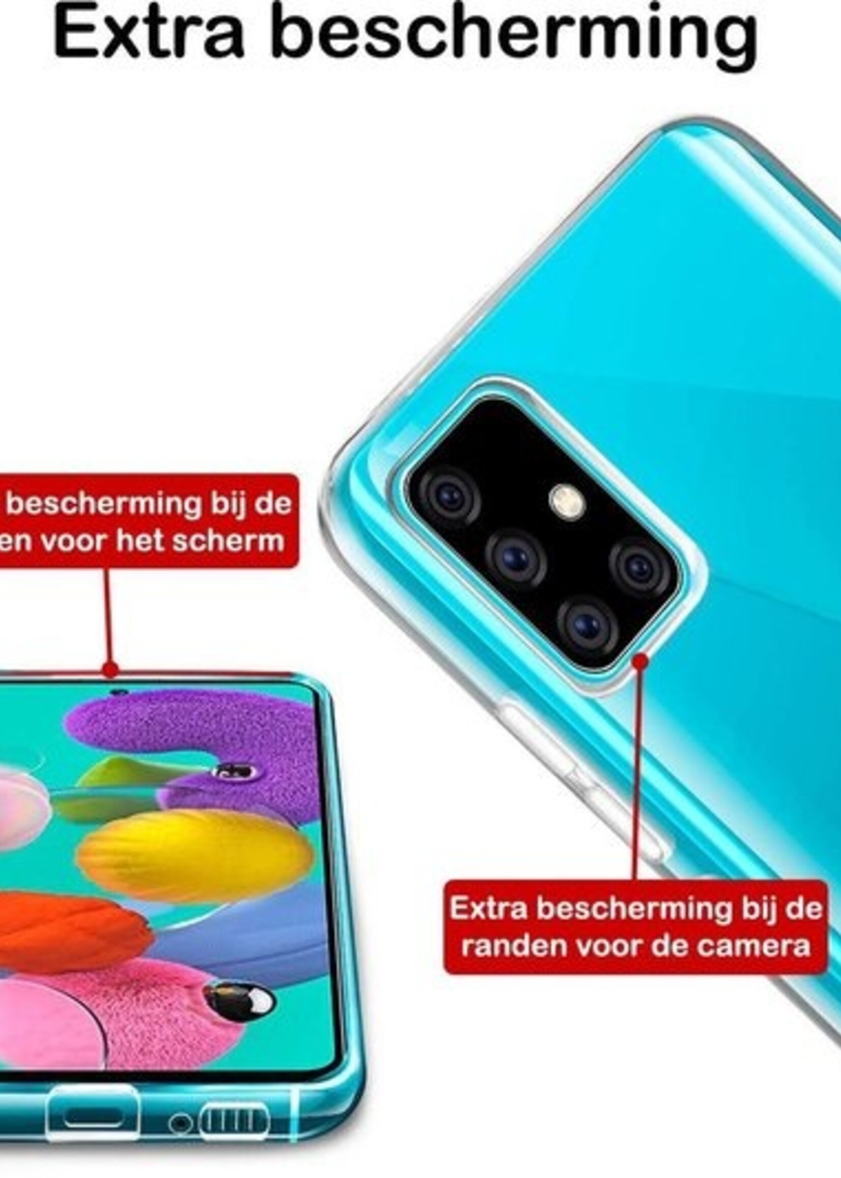 BTH Hoesje Geschikt voor Samsung A71 Hoesje Siliconen Case Hoes Met 2x Screenprotector - Hoes Geschikt voor Samsung Galaxy A71 Hoes Cover Case - Transparant
