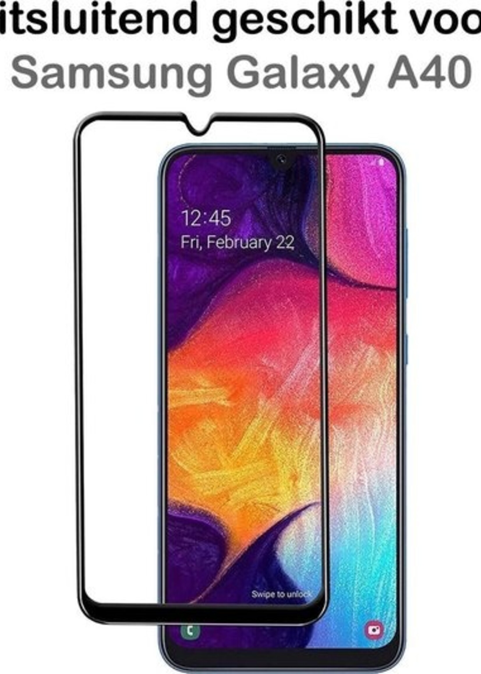 BTH Screenprotector Geschikt voor Samsung A40 Screenprotector Glas Gehard Tempered Glass Full Cover - Screenprotector Geschikt voor Samsung Galaxy A40 Screen Protector Screen Cover