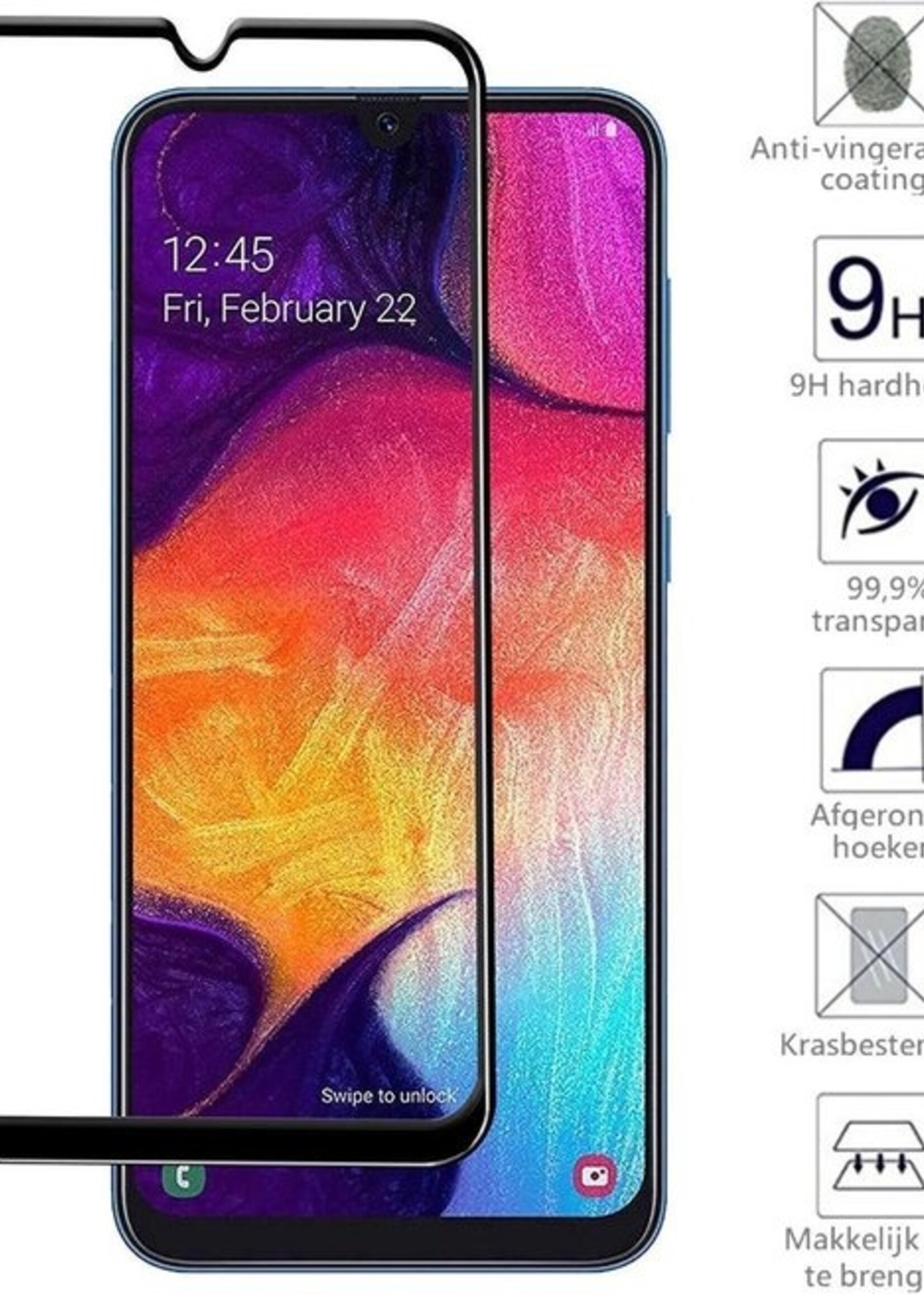 BTH Screenprotector Geschikt voor Samsung A40 Screenprotector Glas Gehard Tempered Glass Full Cover - Screenprotector Geschikt voor Samsung Galaxy A40 Screen Protector Screen Cover