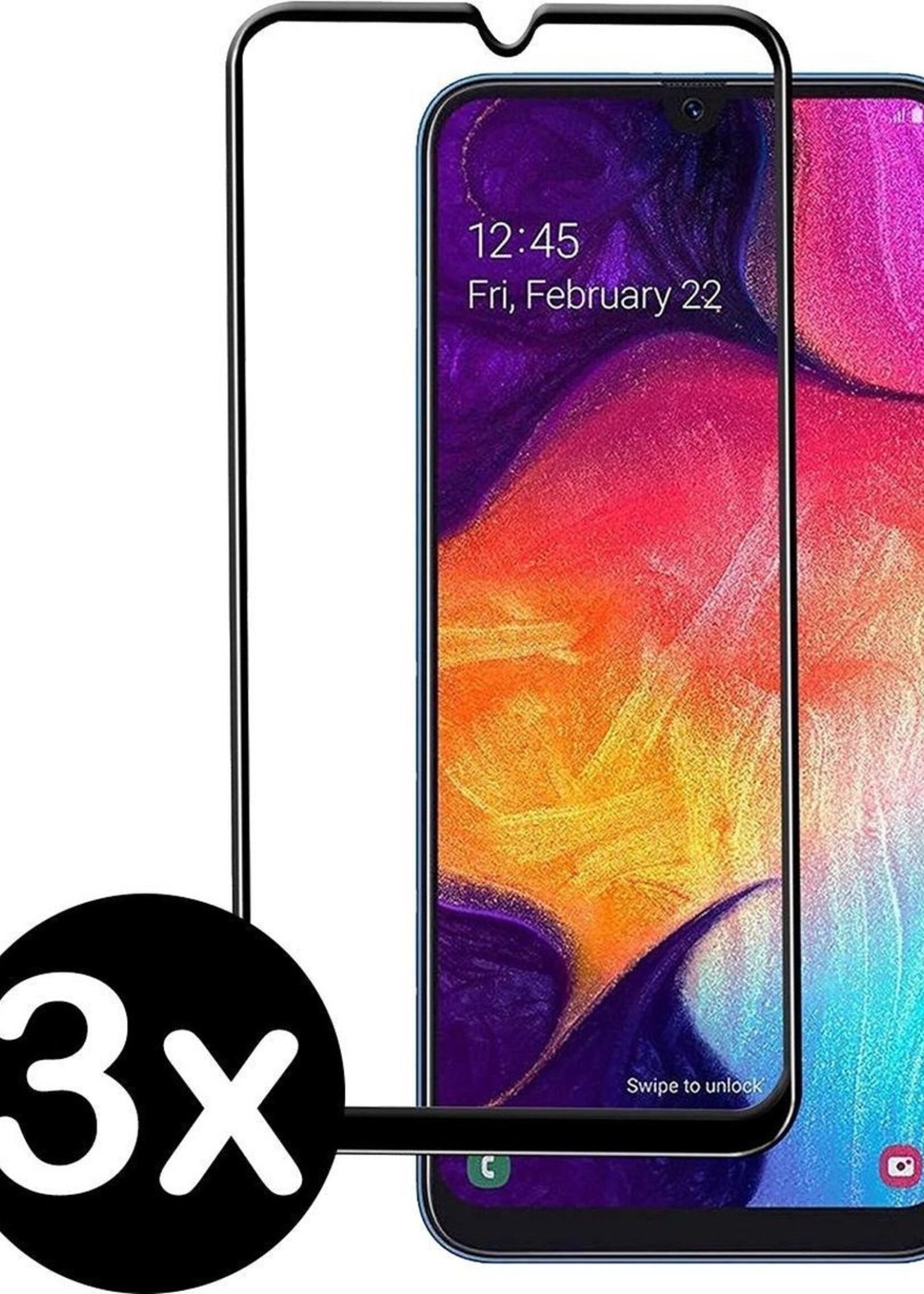 BTH Screenprotector Geschikt voor Samsung A10 Screenprotector Glas Gehard Tempered Glass Full Cover - Screenprotector Geschikt voor Samsung Galaxy A10 Screen Protector Screen Cover - 3 PACK