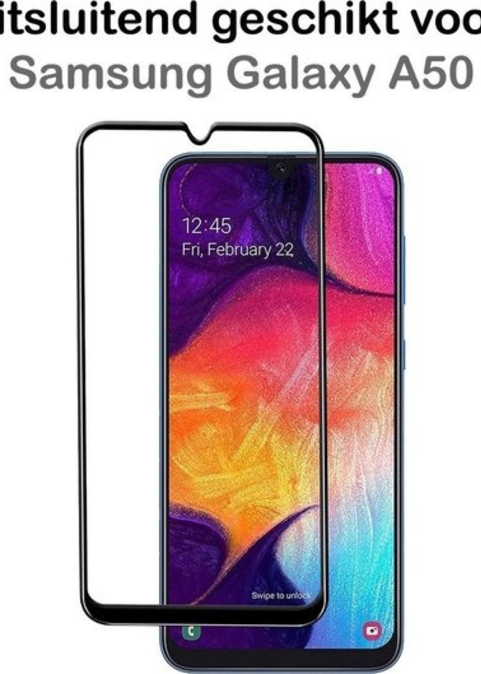 BTH Screenprotector Geschikt voor Samsung Galaxy A50 Screenprotector Glas Gehard Tempered Glass Full Cover - Screenprotector Geschikt voor Samsung A50 Screen Protector Screen Cover - 3 PACK