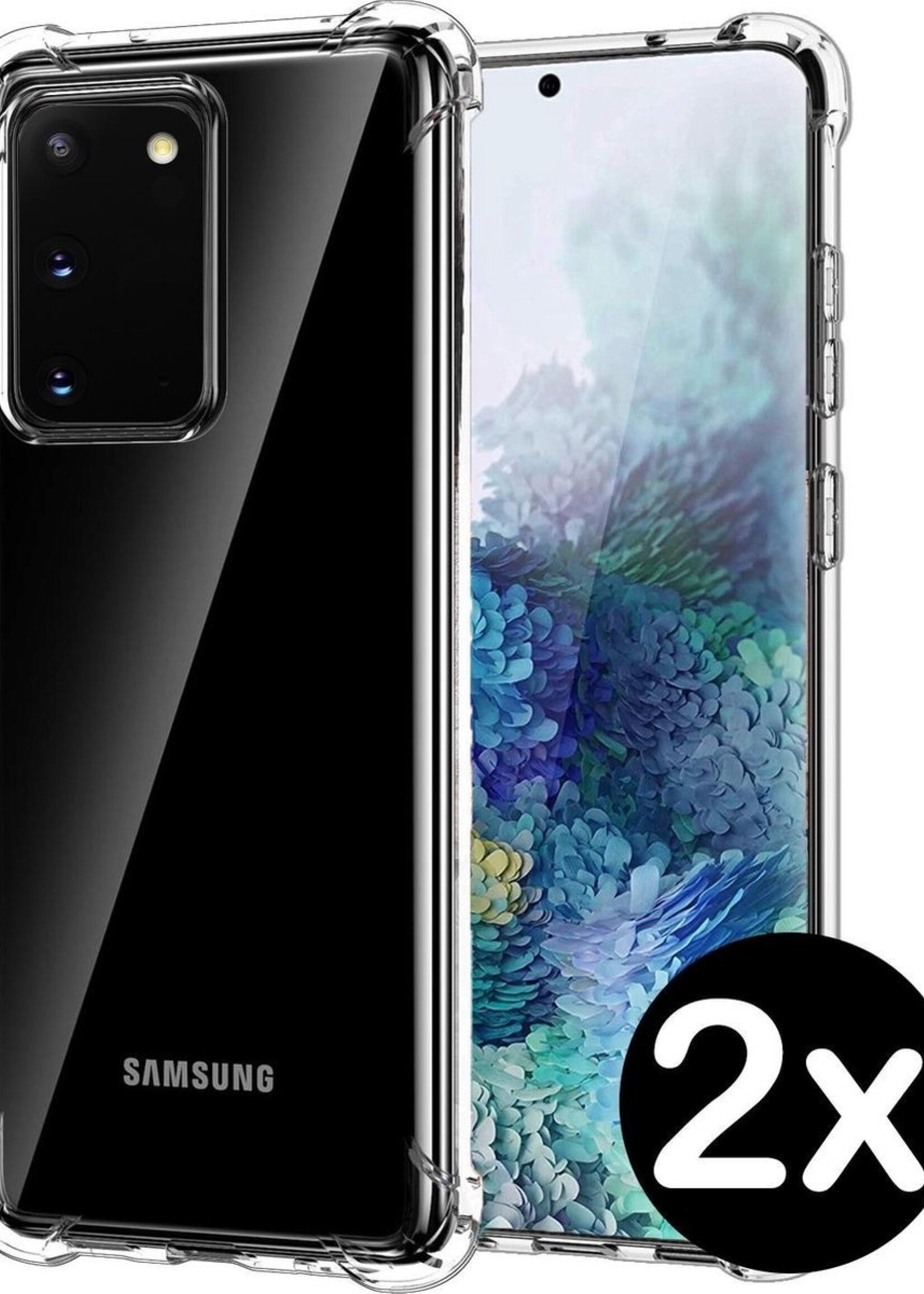 BTH Hoesje Geschikt voor Samsung S20 Hoesje Siliconen Shock Proof Case Hoes - Hoes Geschikt voor Samsung Galaxy S20 Hoes Cover Case Shockproof - Transparant - 2 PACK