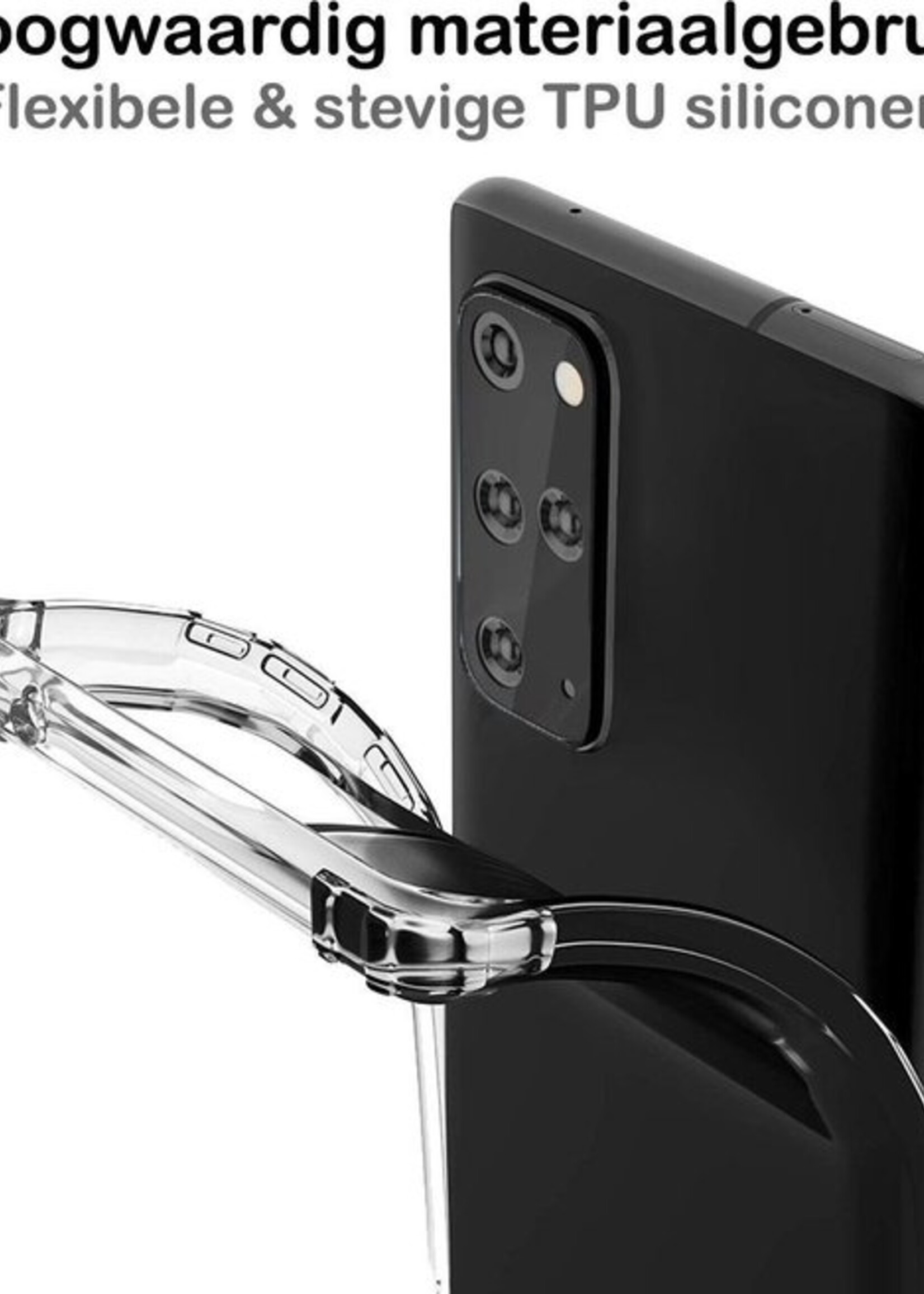 BTH Hoesje Geschikt voor Samsung S20 Plus Hoesje Siliconen Shock Proof Case Hoes Met Screenprotector - Hoes Geschikt voor Samsung Galaxy S20 Plus Hoes Cover Case Shockproof - Transparant