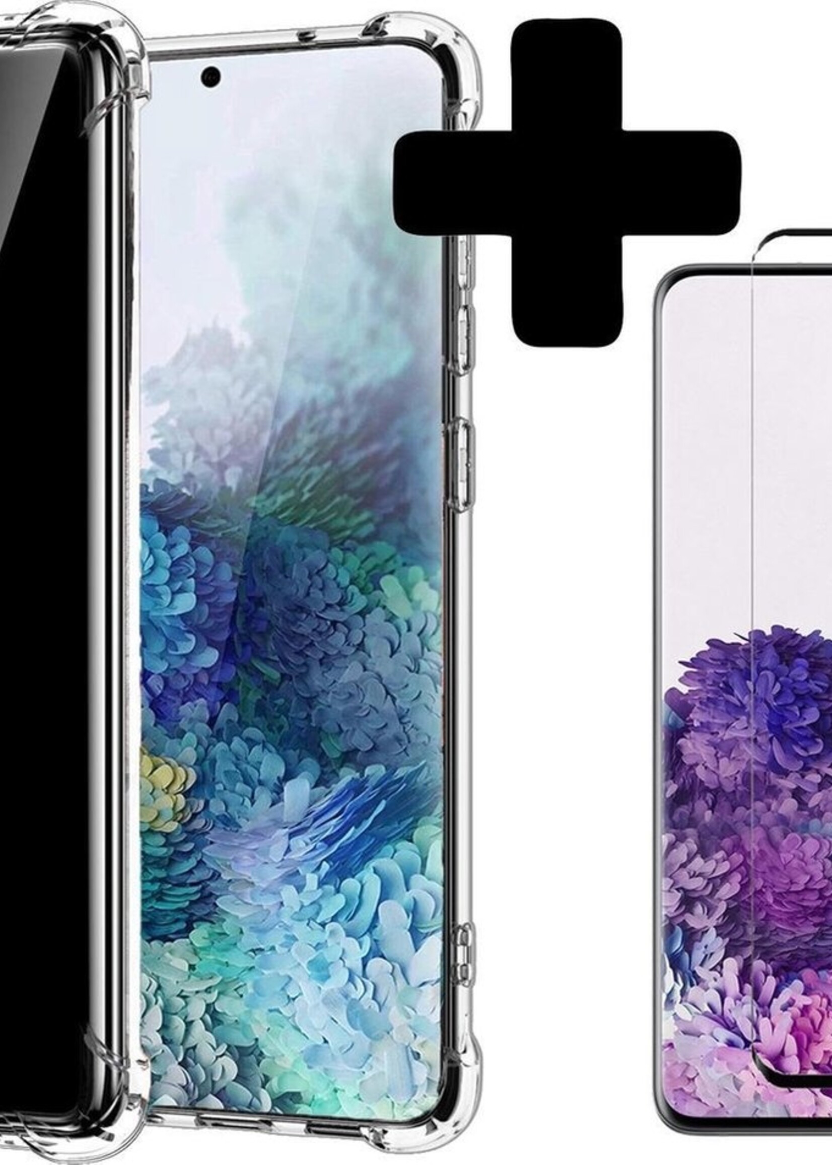 BTH Hoesje Geschikt voor Samsung S20 Ultra Hoesje Siliconen Shock Proof Case Hoes Met Screenprotector - Hoes Geschikt voor Samsung Galaxy S20 Ultra Hoes Cover Case Shockproof - Transparant