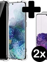 BTH BTH Samsung Galaxy S20 hoesje shock proof transparant Met 2x screenprotector glas