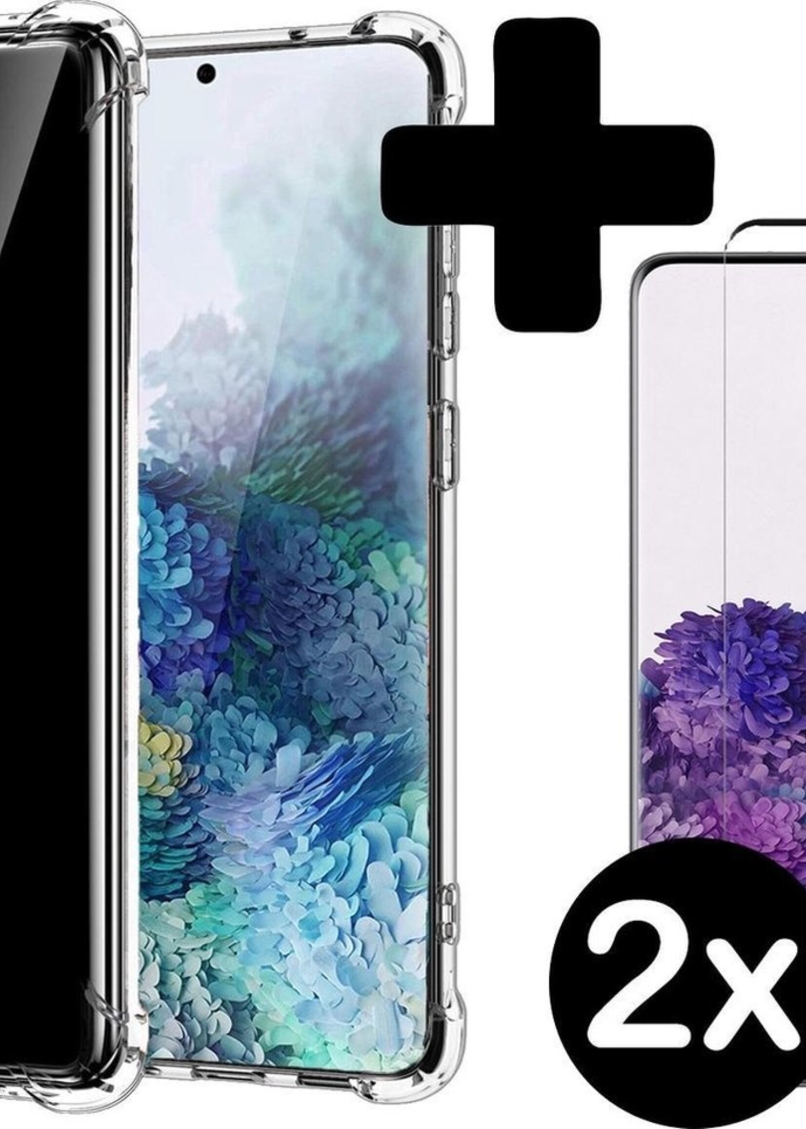 BTH Hoesje Geschikt voor Samsung S20 Ultra Hoesje Siliconen Shock Proof Case Hoes Met 2x Screenprotector - Hoes Geschikt voor Samsung Galaxy S20 Ultra Hoes Cover Case Shockproof - Transparant