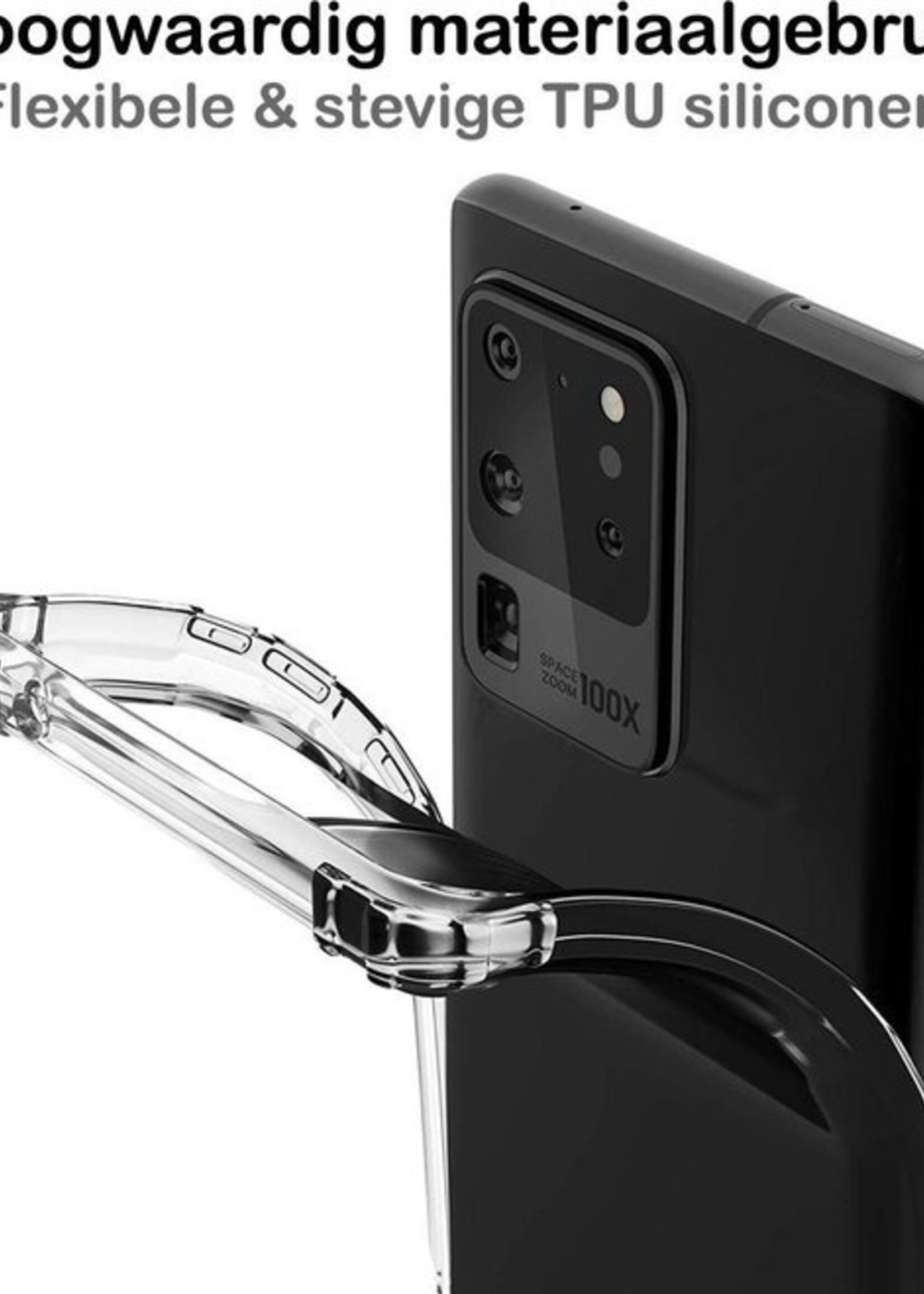 BTH Hoesje Geschikt voor Samsung S20 Ultra Hoesje Siliconen Shock Proof Case Hoes Met 2x Screenprotector - Hoes Geschikt voor Samsung Galaxy S20 Ultra Hoes Cover Case Shockproof - Transparant