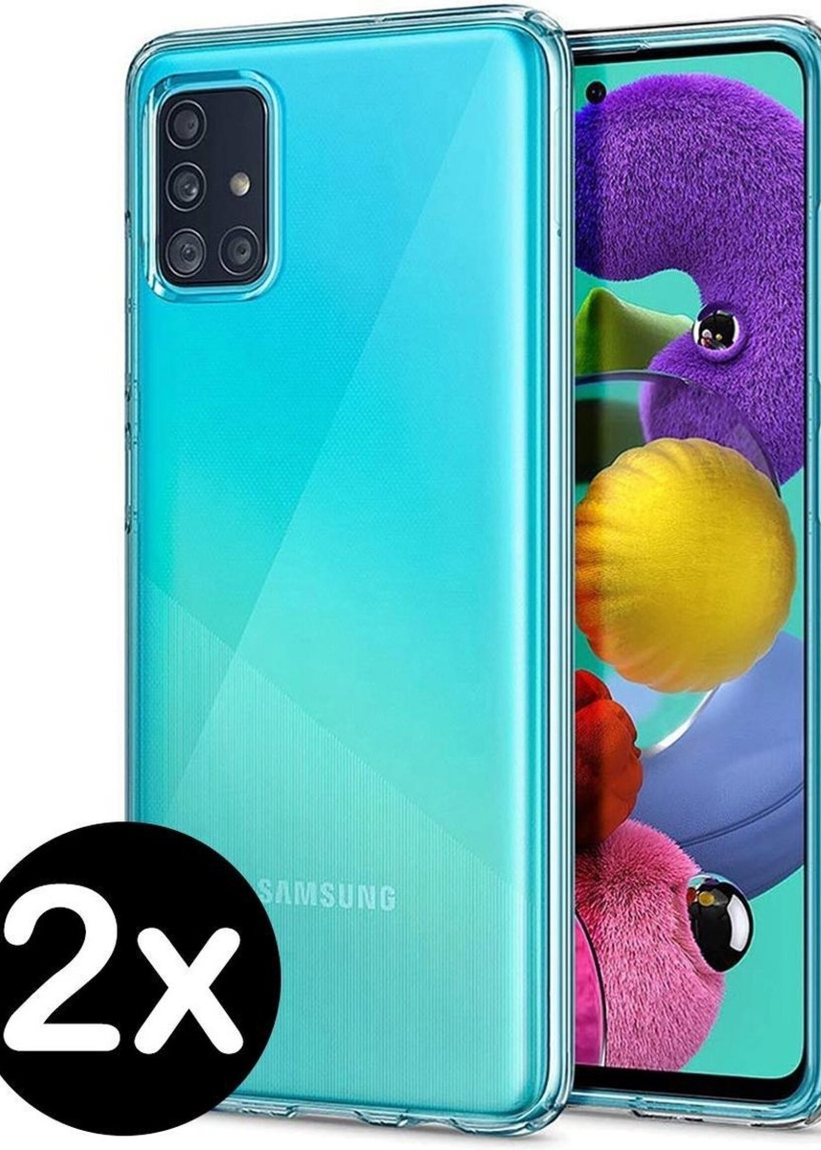BTH Hoesje Geschikt voor Samsung A51 Hoesje Siliconen Case Hoes - Hoes Geschikt voor Samsung Galaxy A51 Hoes Cover Case - Transparant - 2 PACK