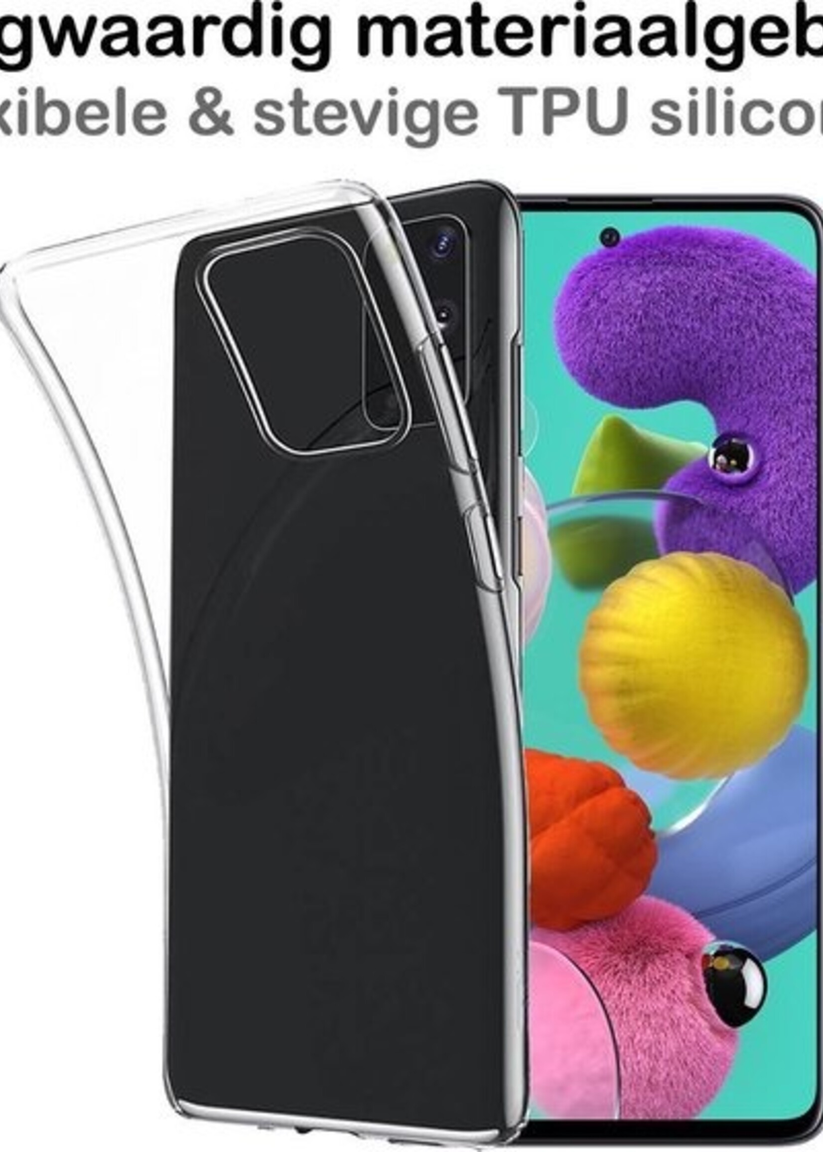BTH Hoesje Geschikt voor Samsung A51 Hoesje Siliconen Case Hoes - Hoes Geschikt voor Samsung Galaxy A51 Hoes Cover Case - Transparant - 2 PACK