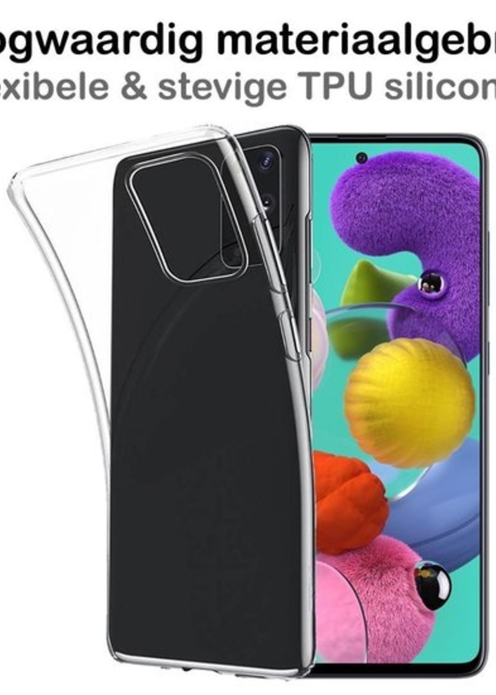 BTH Hoesje Geschikt voor Samsung A51 Hoesje Siliconen Case Hoes Met Screenprotector - Hoes Geschikt voor Samsung Galaxy A51 Hoes Cover Case - Transparant