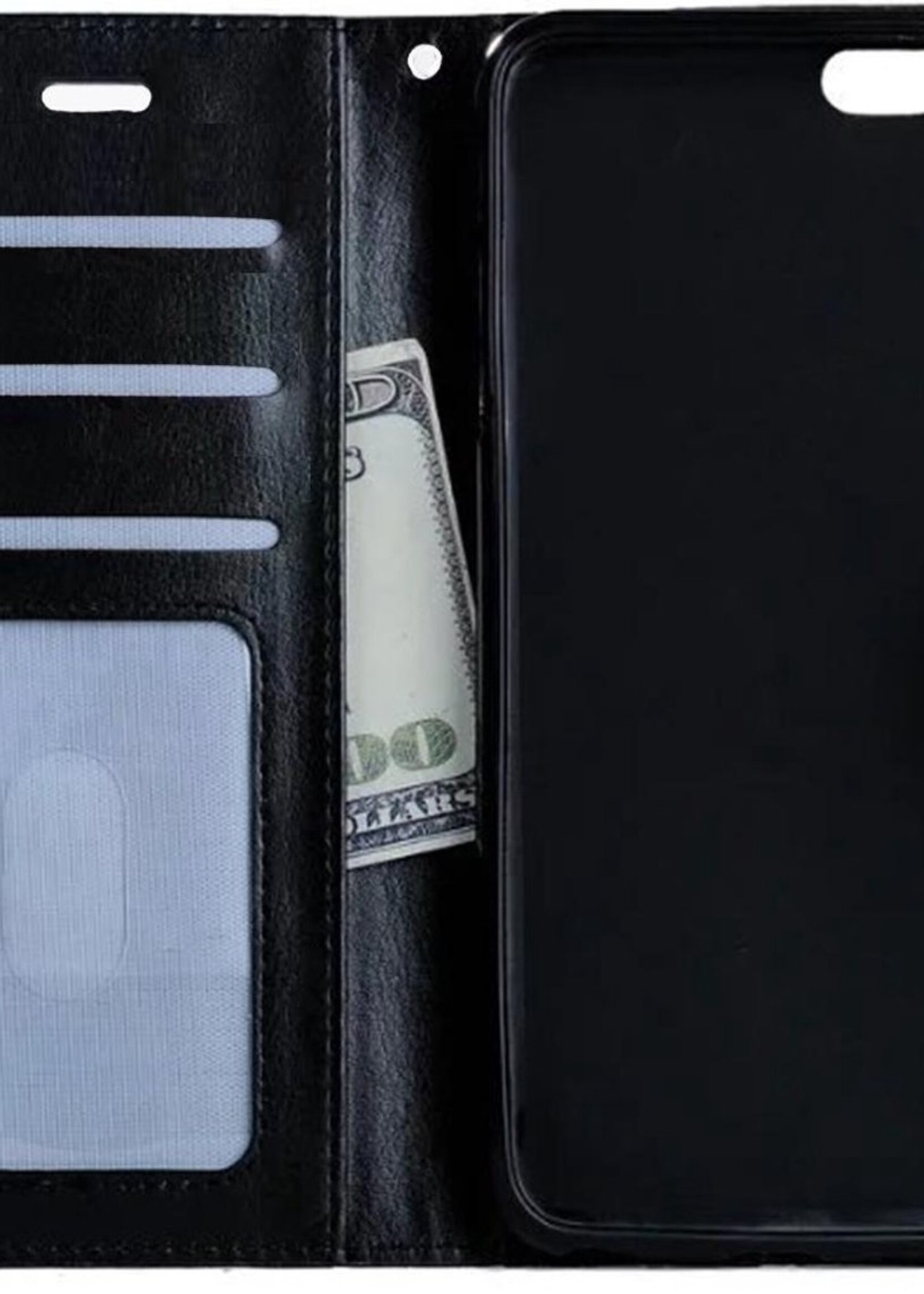 BTH Hoesje Geschikt voor iPhone 5/5s/5SE Hoesje Book Case Hoes Portemonnee Cover Walletcase - Hoes Geschikt voor iPhone 5/5s/5SE Hoes Bookcase Hoesje - Zwart