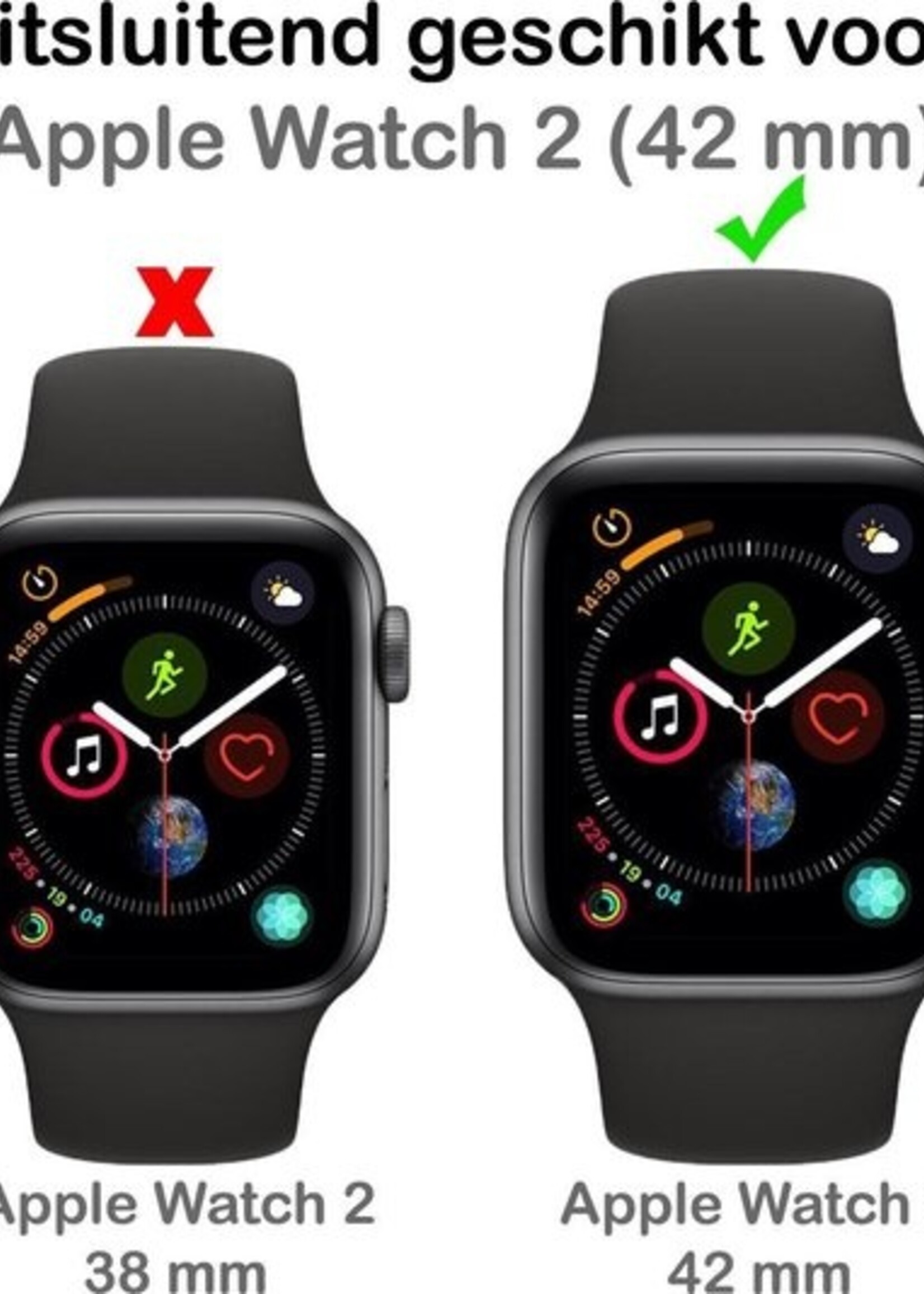 BTH Screenprotector Geschikt voor Apple Watch Series 2 42 mm Screenprotector Full Cover Glas Gehard Screen Cover - Screen Protector Geschikt voor Apple Watch Series 2 42 mm Screenprotector Tempered Glass - 2 PACK