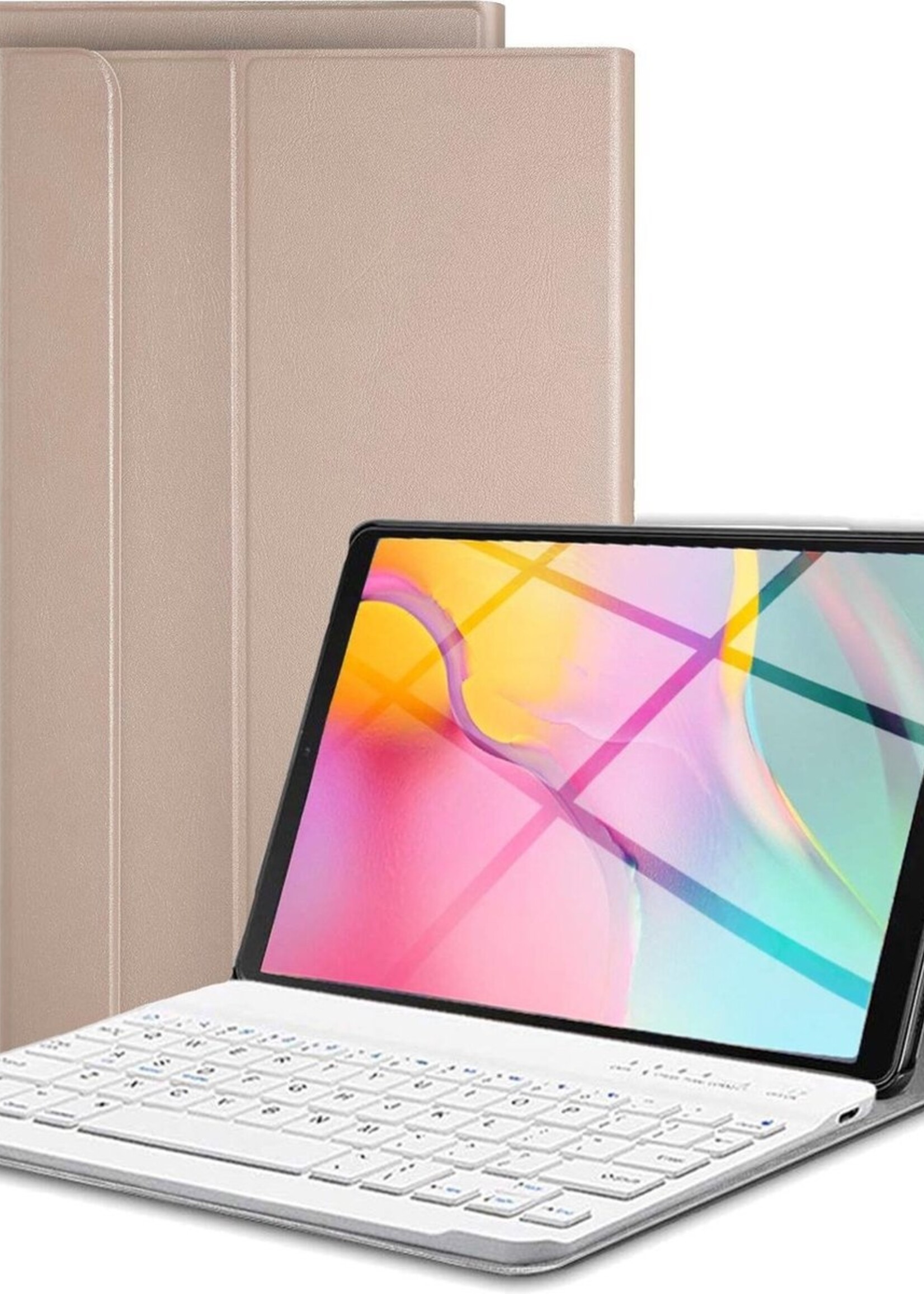 BTH Hoes Geschikt voor Samsung Galaxy Tab S5e Hoes Toetsenbord Hoesje Keyboard Case Cover - Hoesje Geschikt voor Samsung Tab S5e Hoes Toetsenbord Case - Goud