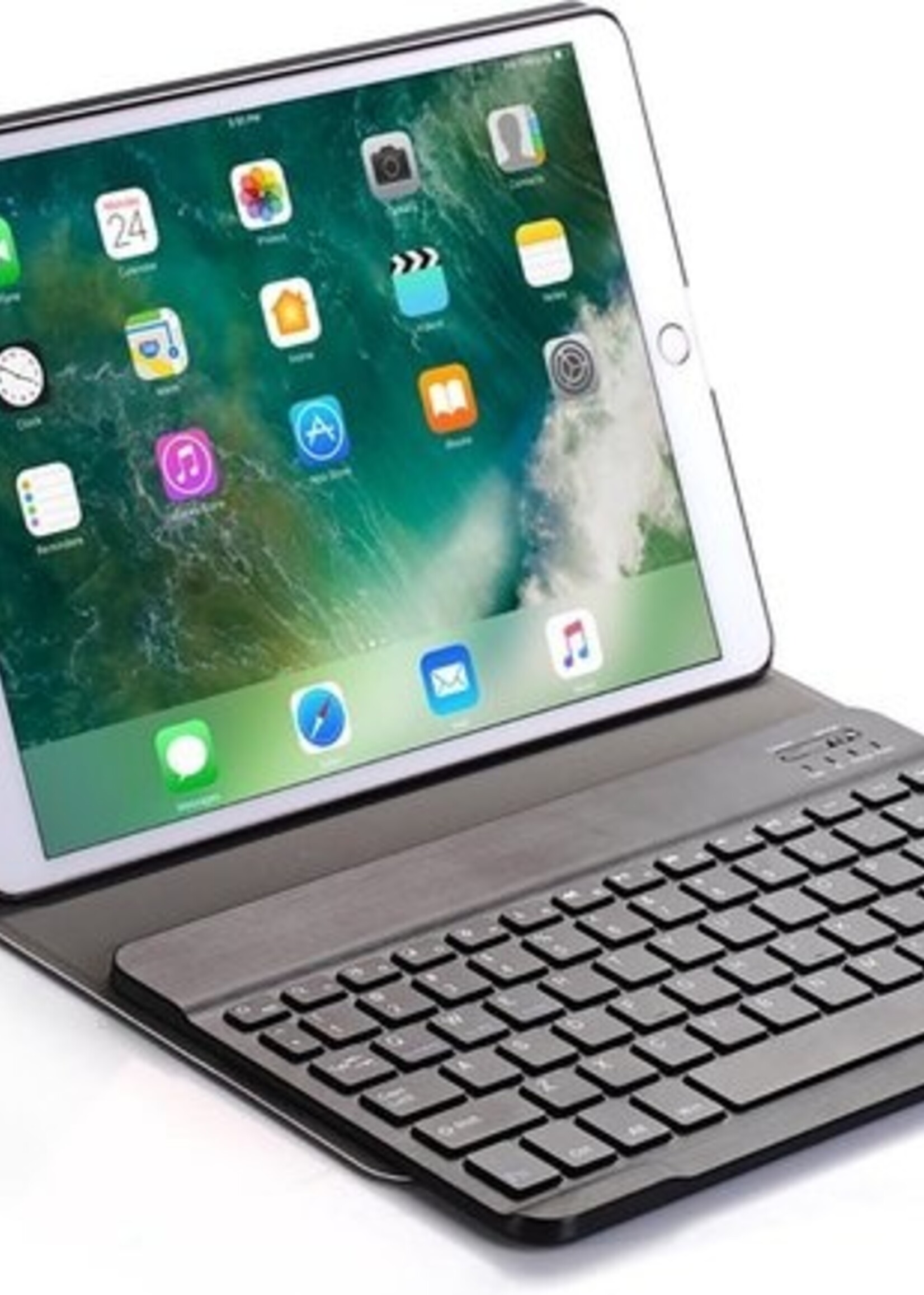 BTH Hoes Geschikt voor iPad 10.2 2019 Hoes Toetsenbord Hoesje Keyboard Case Cover Met Screenprotector - Hoesje Geschikt voor iPad 7 Hoes Toetsenbord Case - Donkerblauw