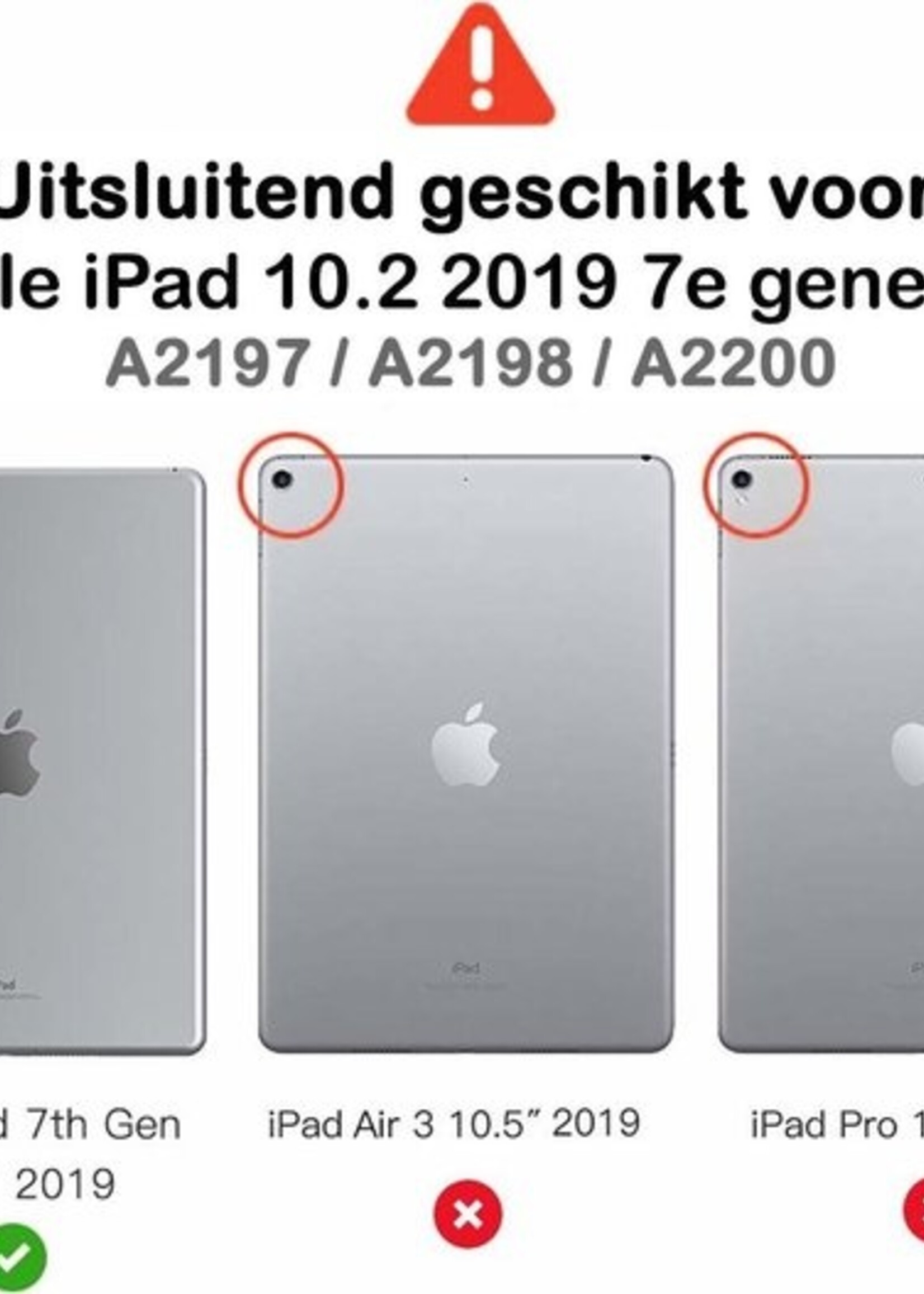 BTH Hoes Geschikt voor iPad 10.2 2019 Hoes Toetsenbord Hoesje Keyboard Case Cover Met Screenprotector - Hoesje Geschikt voor iPad 7 Hoes Toetsenbord Case - Rosé goud