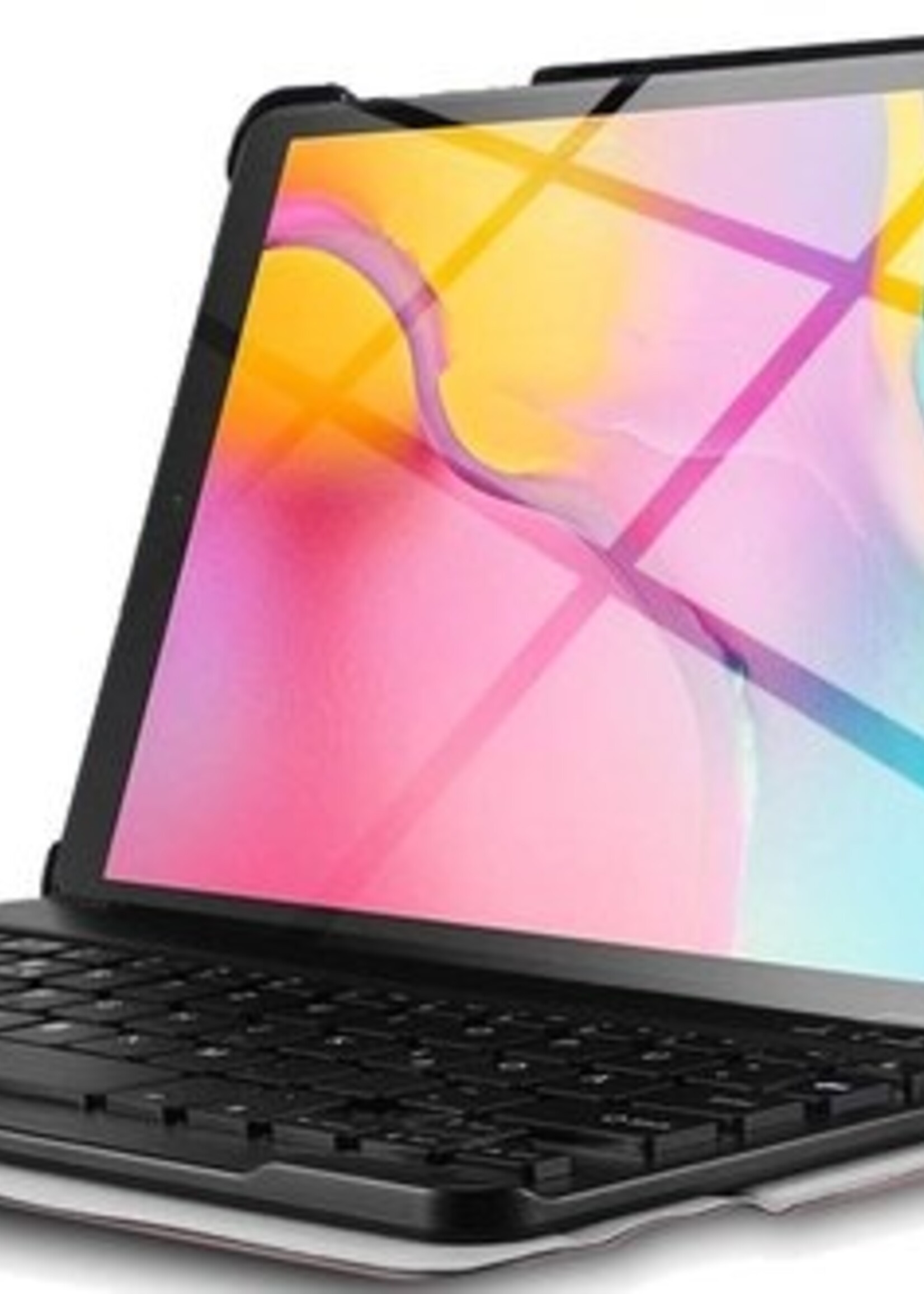 BTH Hoes Geschikt voor Samsung Galaxy Tab A 10.1 2019 Hoes Toetsenbord Hoesje Keyboard Case Cover Met Screenprotector - Hoesje Geschikt voor Samsung Tab A 10.1 (2019) Hoes Toetsenbord Case - Donkerblauw