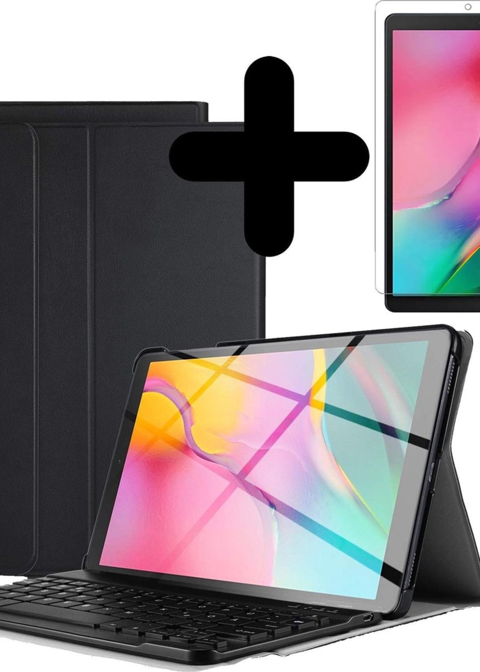 BTH Hoes Geschikt voor Samsung Galaxy Tab S5e Hoes Toetsenbord Hoesje Keyboard Case Cover Met Screenprotector - Hoesje Geschikt voor Samsung Tab S5e Hoes Toetsenbord Case - Zwart
