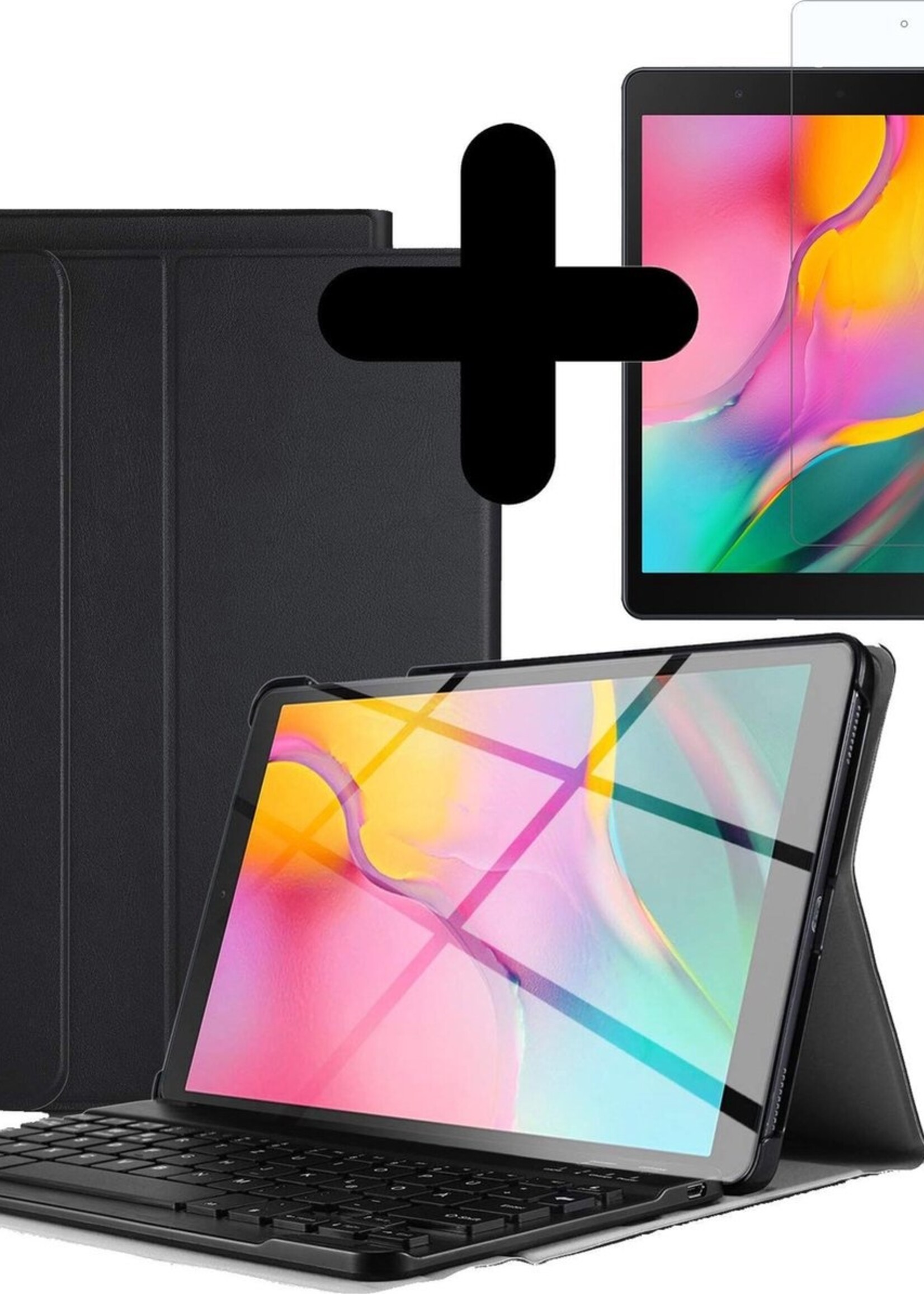 BTH Hoes Geschikt voor Samsung Galaxy Tab A 8.0 2019 Hoes Toetsenbord Hoesje Keyboard Case Cover Met Screenprotector - Hoesje Geschikt voor Samsung Tab A 8.0 (2019) Hoes Toetsenbord Case - Zwart