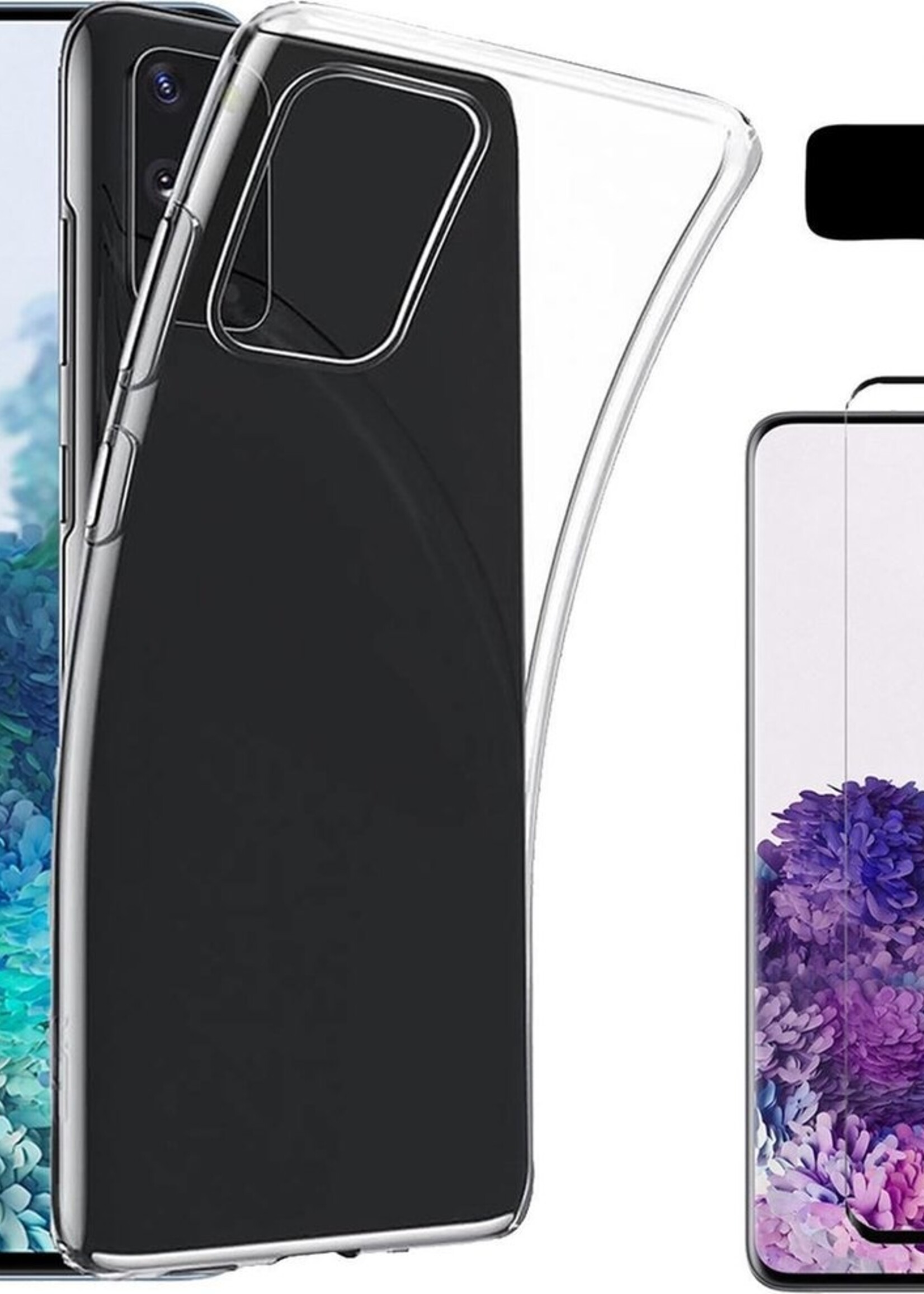 BTH Hoesje Geschikt voor Samsung S20 Ultra Hoesje Siliconen Case Hoes Met Screenprotector - Hoes Geschikt voor Samsung Galaxy S20 Ultra Hoes Cover Case - Transparant
