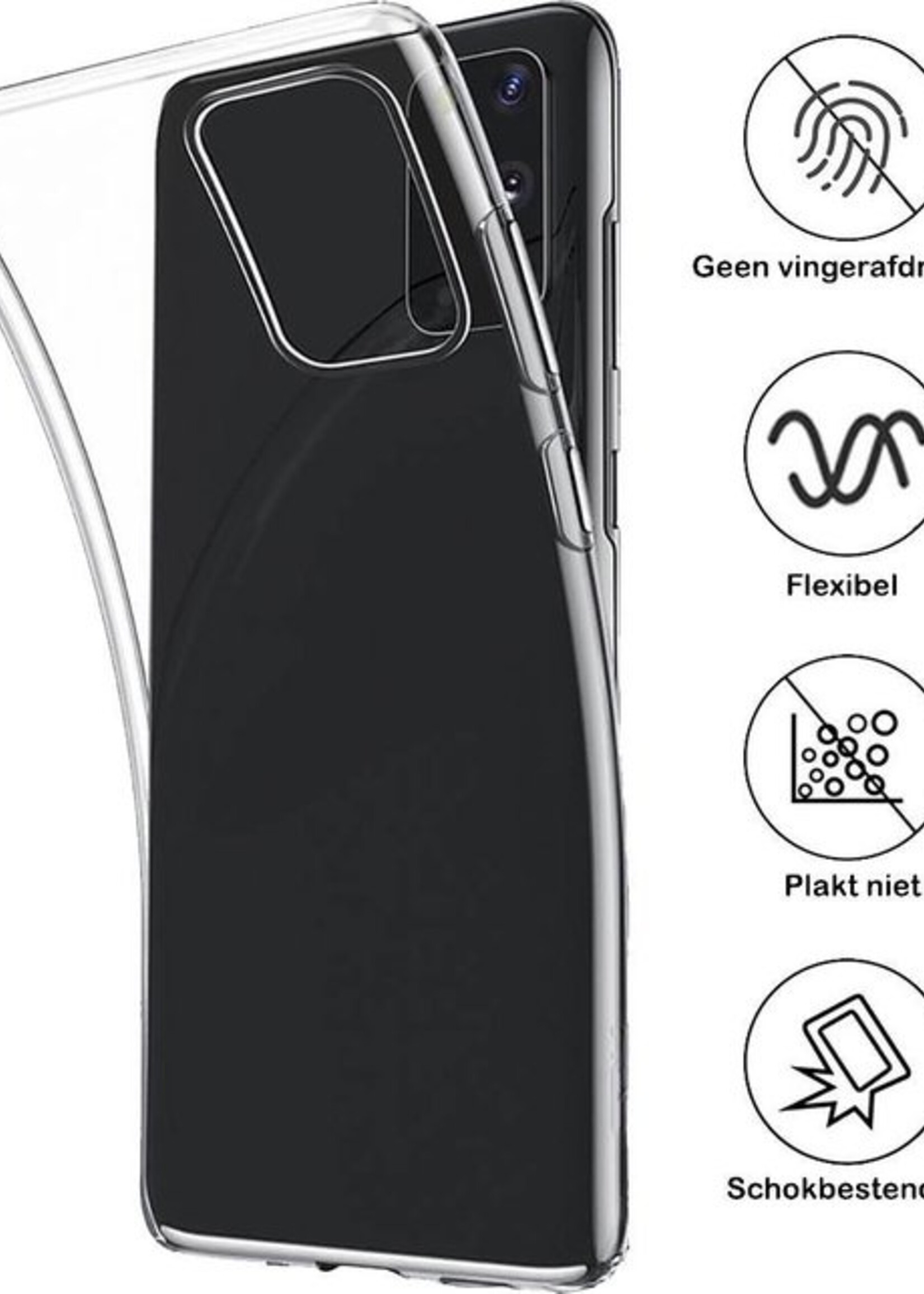BTH Hoesje Geschikt voor Samsung S20 Ultra Hoesje Siliconen Case Hoes Met Screenprotector - Hoes Geschikt voor Samsung Galaxy S20 Ultra Hoes Cover Case - Transparant