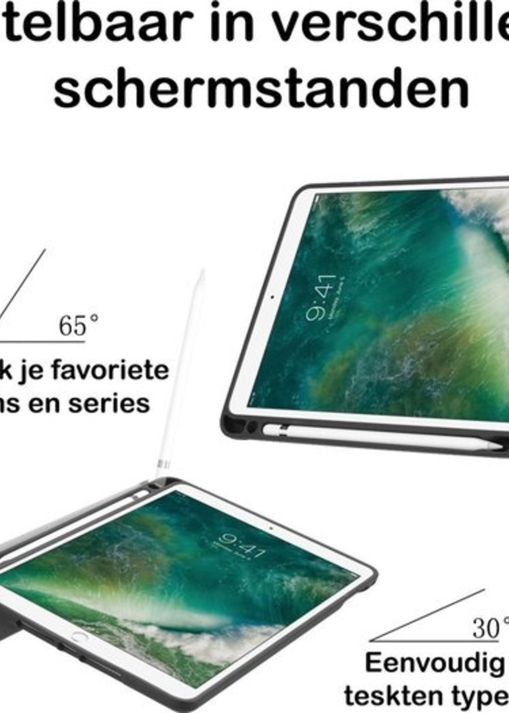 BTH Hoes Geschikt voor iPad Air 2 Hoes Book Case Hoesje Trifold Cover - Hoesje Geschikt voor iPad Air 2 Hoesje Bookcase - Rood