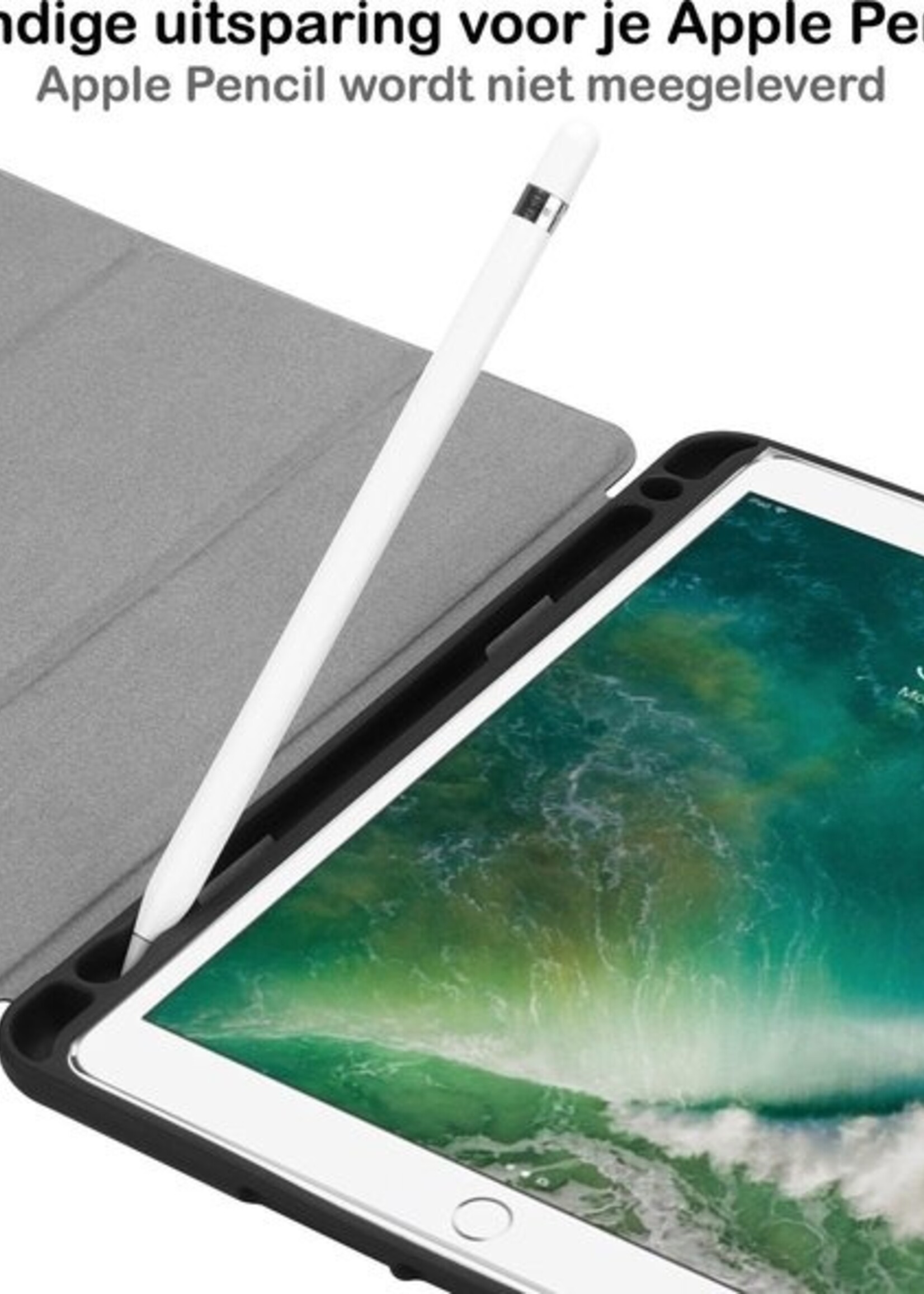 BTH Hoes Geschikt voor iPad Air 2 Hoes Book Case Hoesje Trifold Cover - Hoesje Geschikt voor iPad Air 2 Hoesje Bookcase - Rood