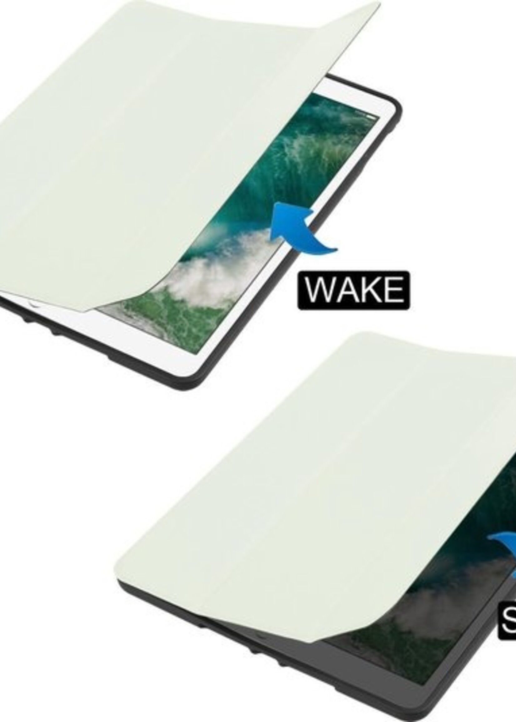 BTH Hoes Geschikt voor iPad Air 2 Hoes Book Case Hoesje Trifold Cover - Hoesje Geschikt voor iPad Air 2 Hoesje Bookcase - Wit